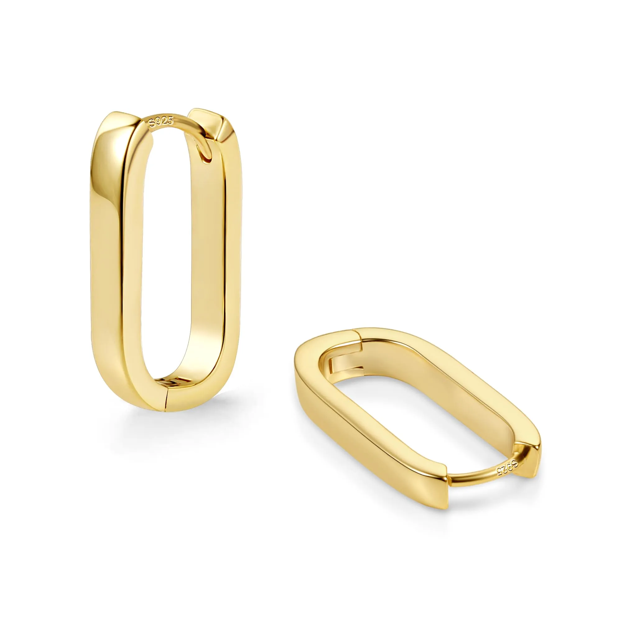 ALEXCRAFT Orecchini a Cerchio Quadrati Chunky Geometrici in Oro 14K, 12 mm - immagine 2
