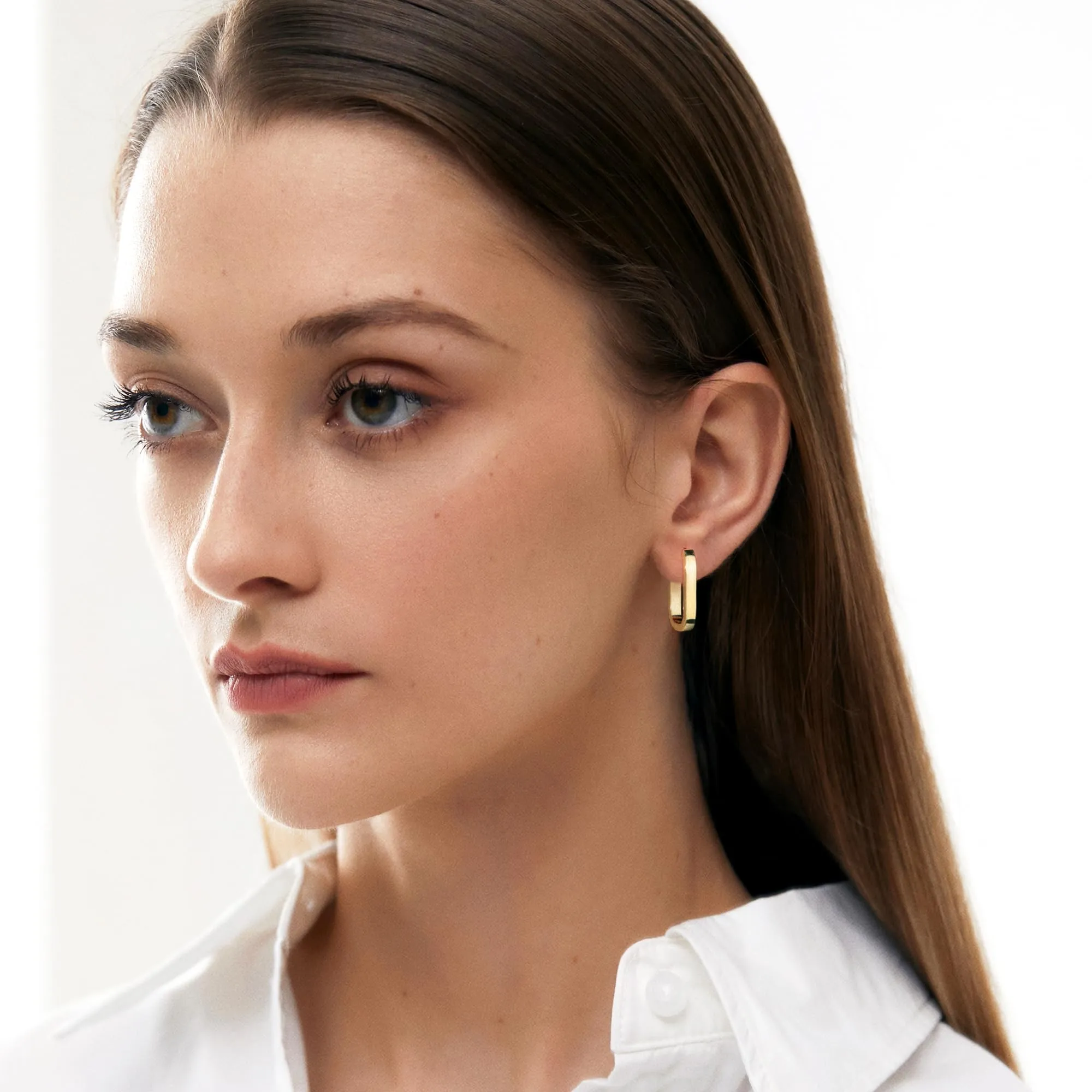 ALEXCRAFT Orecchini a Cerchio Quadrati Chunky Geometrici in Oro 14K, 12 mm - immagine 3