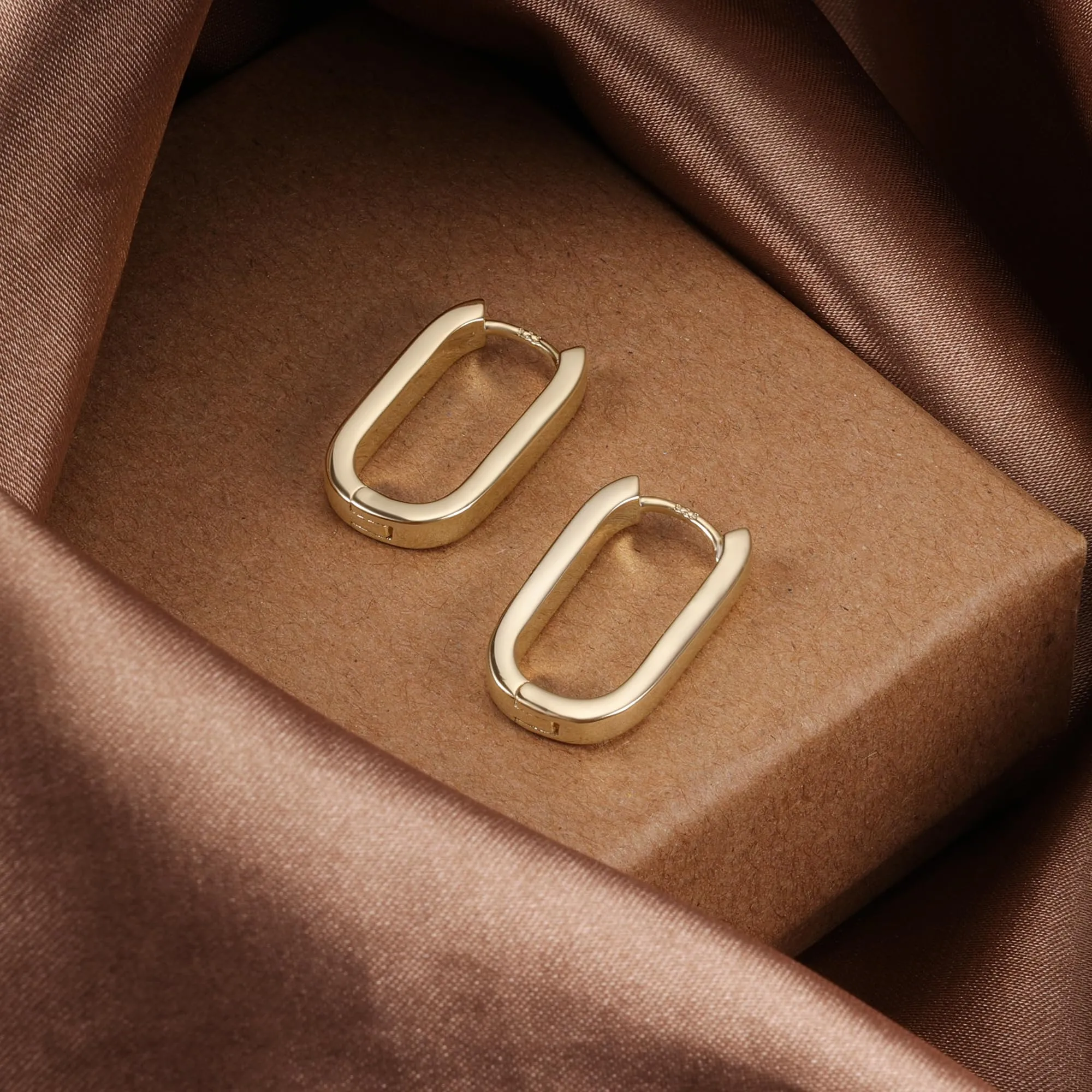 ALEXCRAFT Orecchini a Cerchio Quadrati Chunky Geometrici in Oro 14K, 12 mm - immagine 6