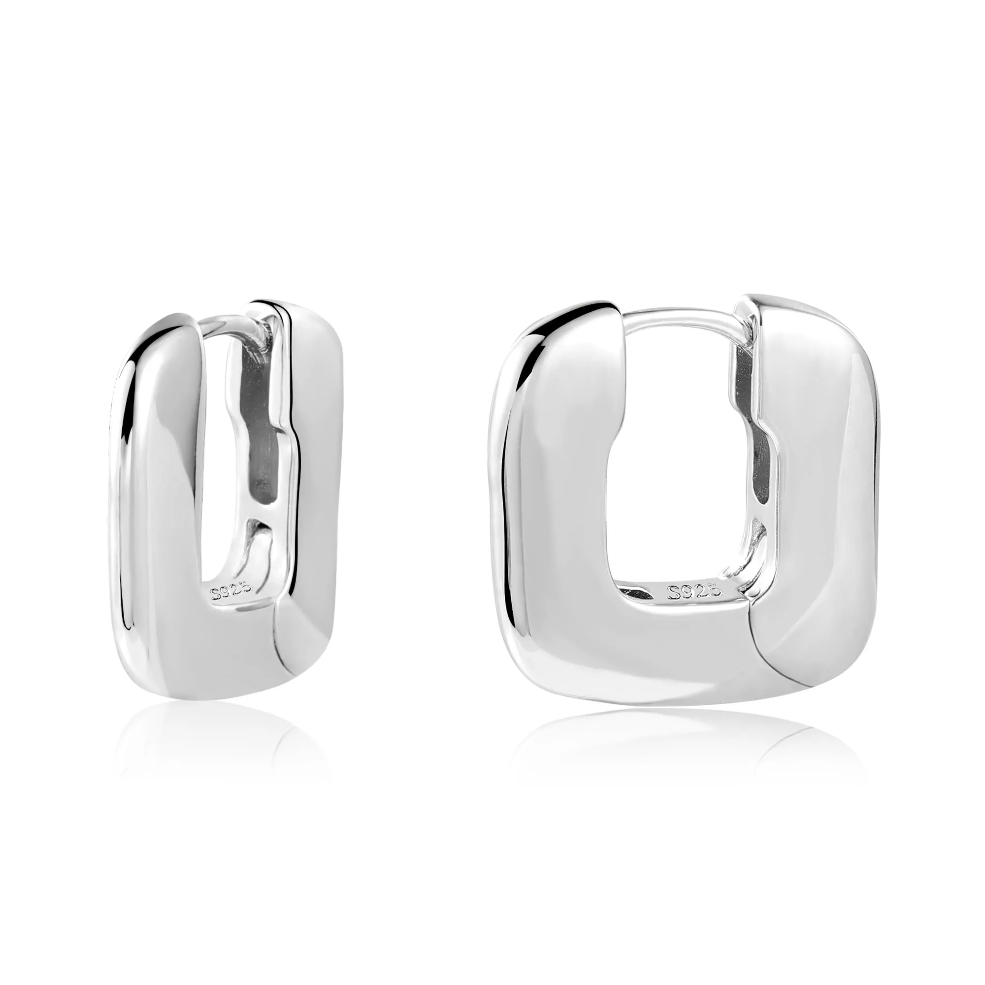 ALEXCRAFT Orecchini a Cerchio Quadrati Piatti in Argento Sterling 925 per Donna - immagine 1