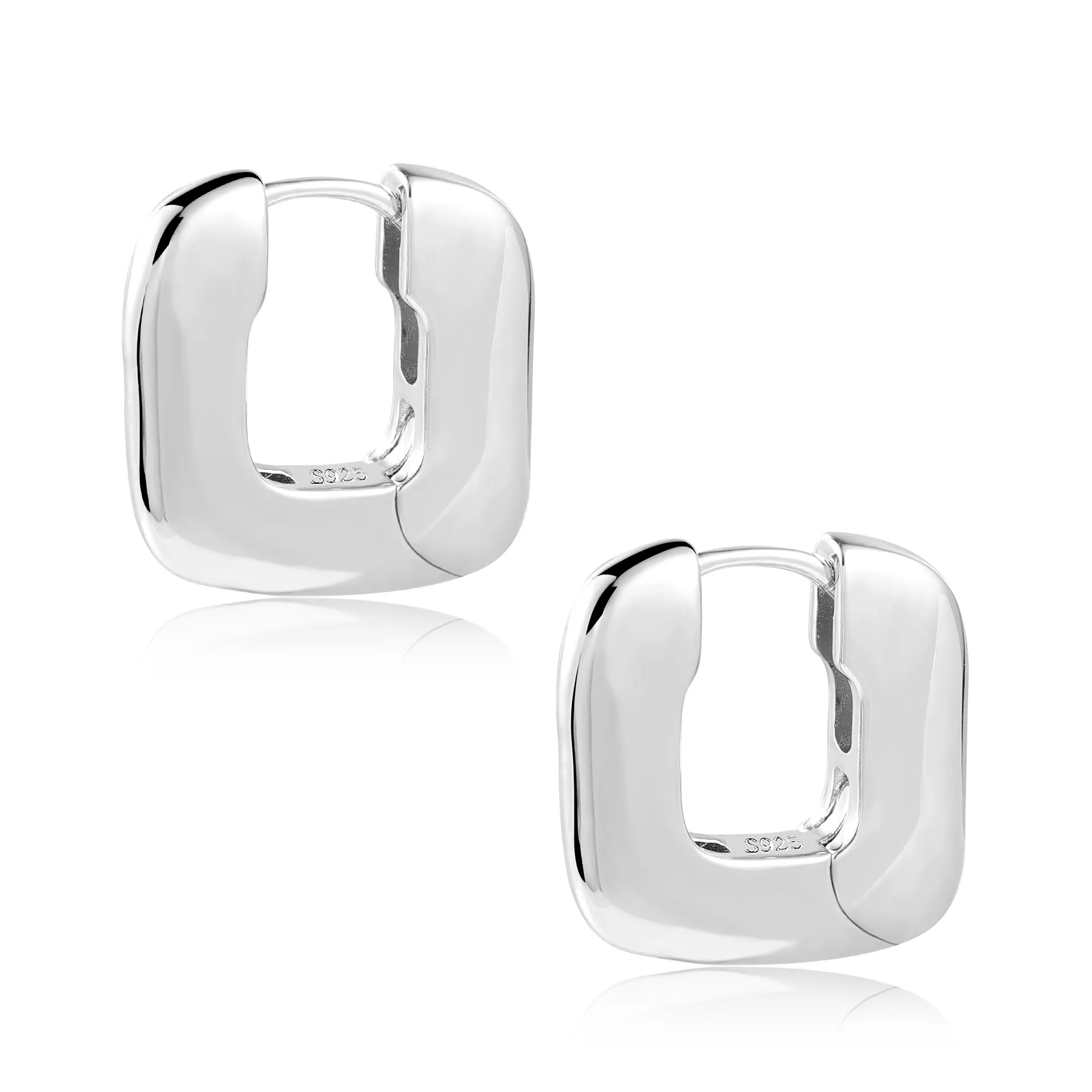 ALEXCRAFT Orecchini a Cerchio Quadrati Piatti in Argento Sterling 925 per Donna - immagine 2