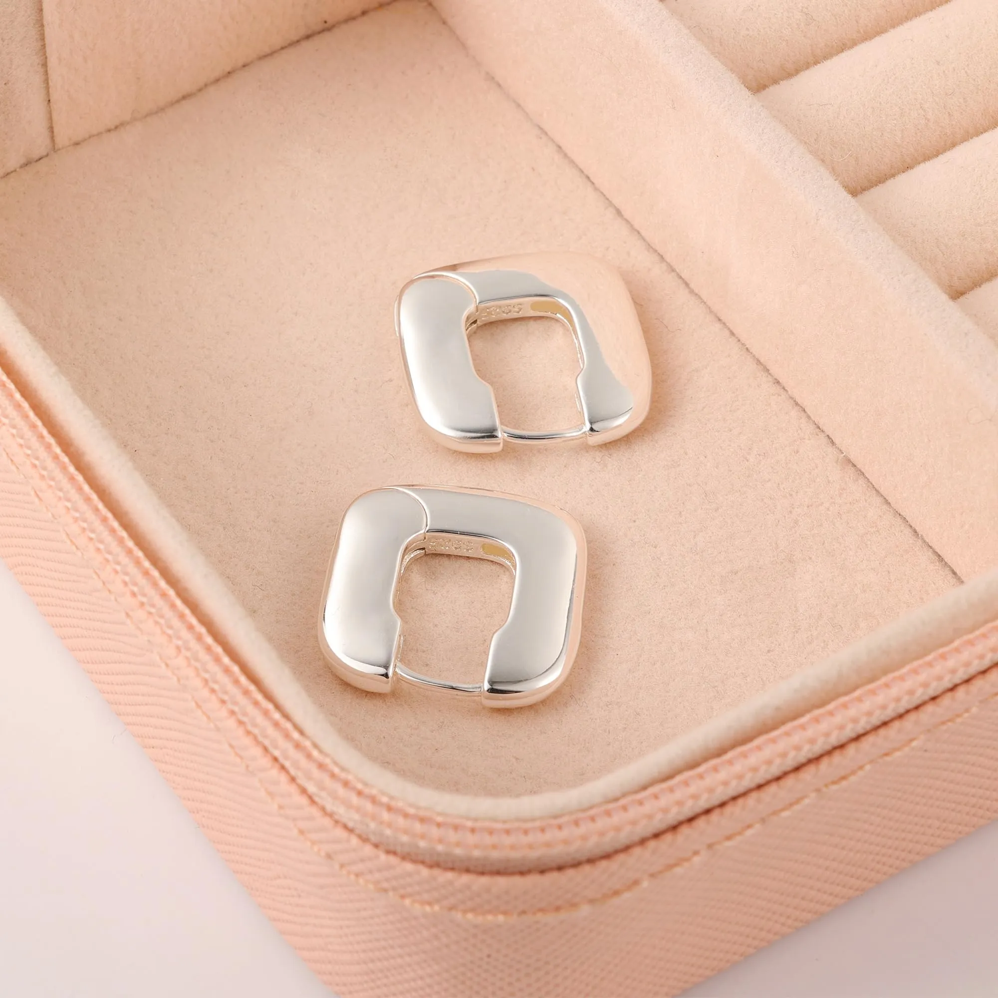 ALEXCRAFT Orecchini a Cerchio Quadrati Piatti in Argento Sterling 925 per Donna - immagine 5