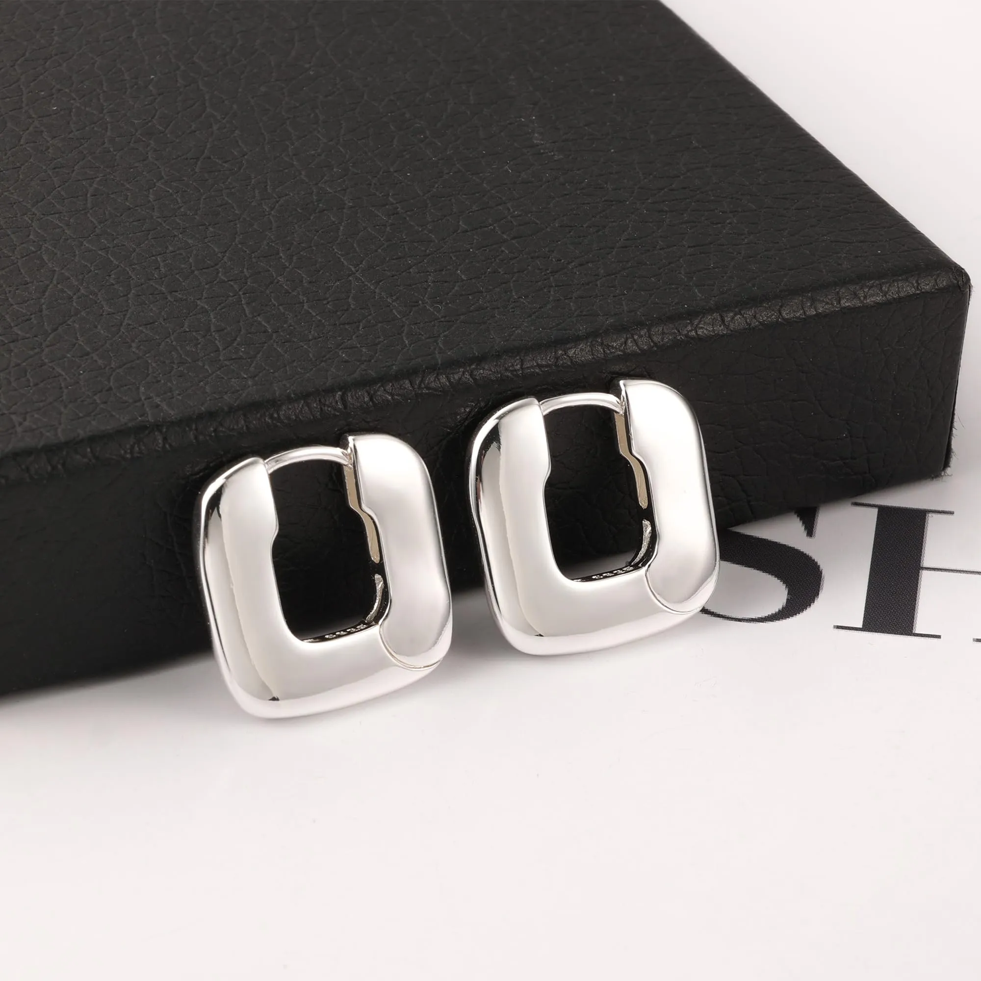 ALEXCRAFT Orecchini a Cerchio Quadrati Piatti in Argento Sterling 925 per Donna - immagine 6