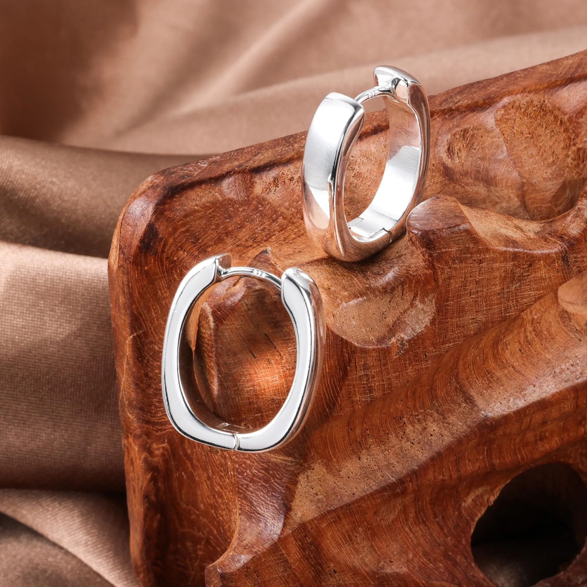 ALEXCRAFT Orecchini a Cerchio Geometrici Rettangolari e Quadrati in Argento, 16 mm - immagine 6