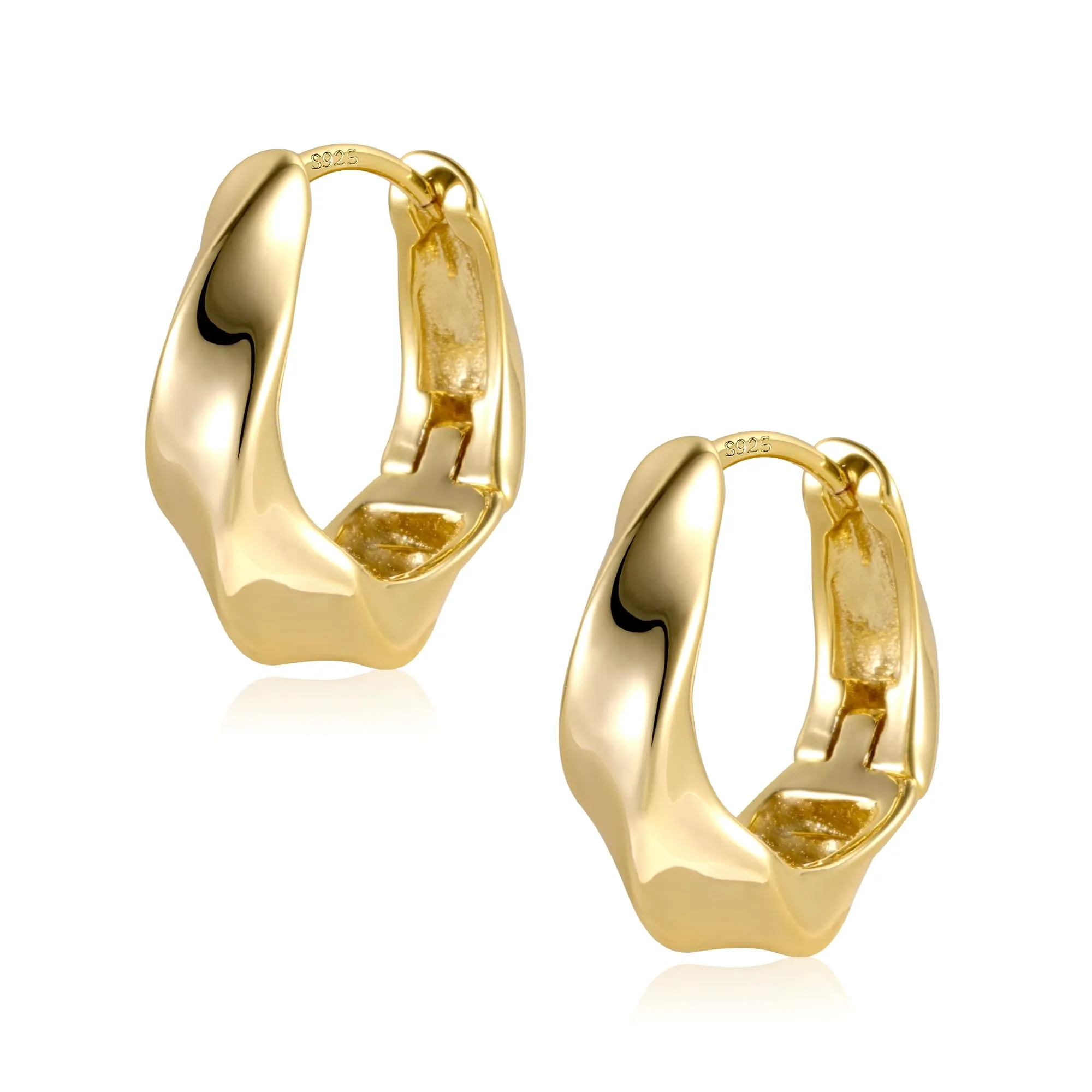 ALEXCRAFT Orecchini a Cerchio Intrecciati in Oro 14K e Argento 925, 18 mm - immagine 2