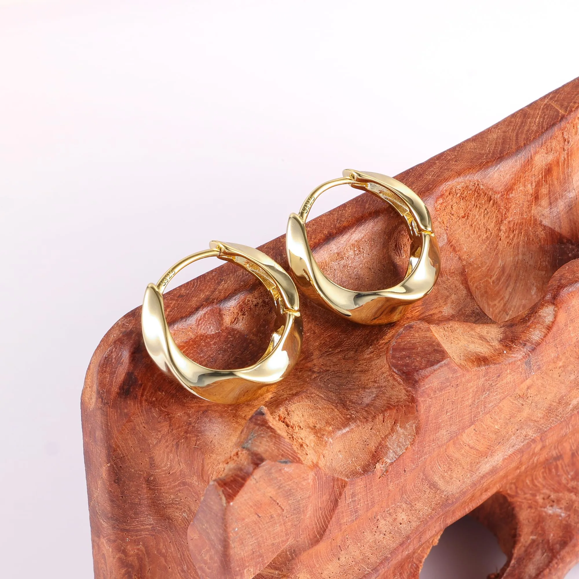ALEXCRAFT Orecchini a Cerchio Intrecciati in Oro 14K e Argento 925, 18 mm - immagine 5