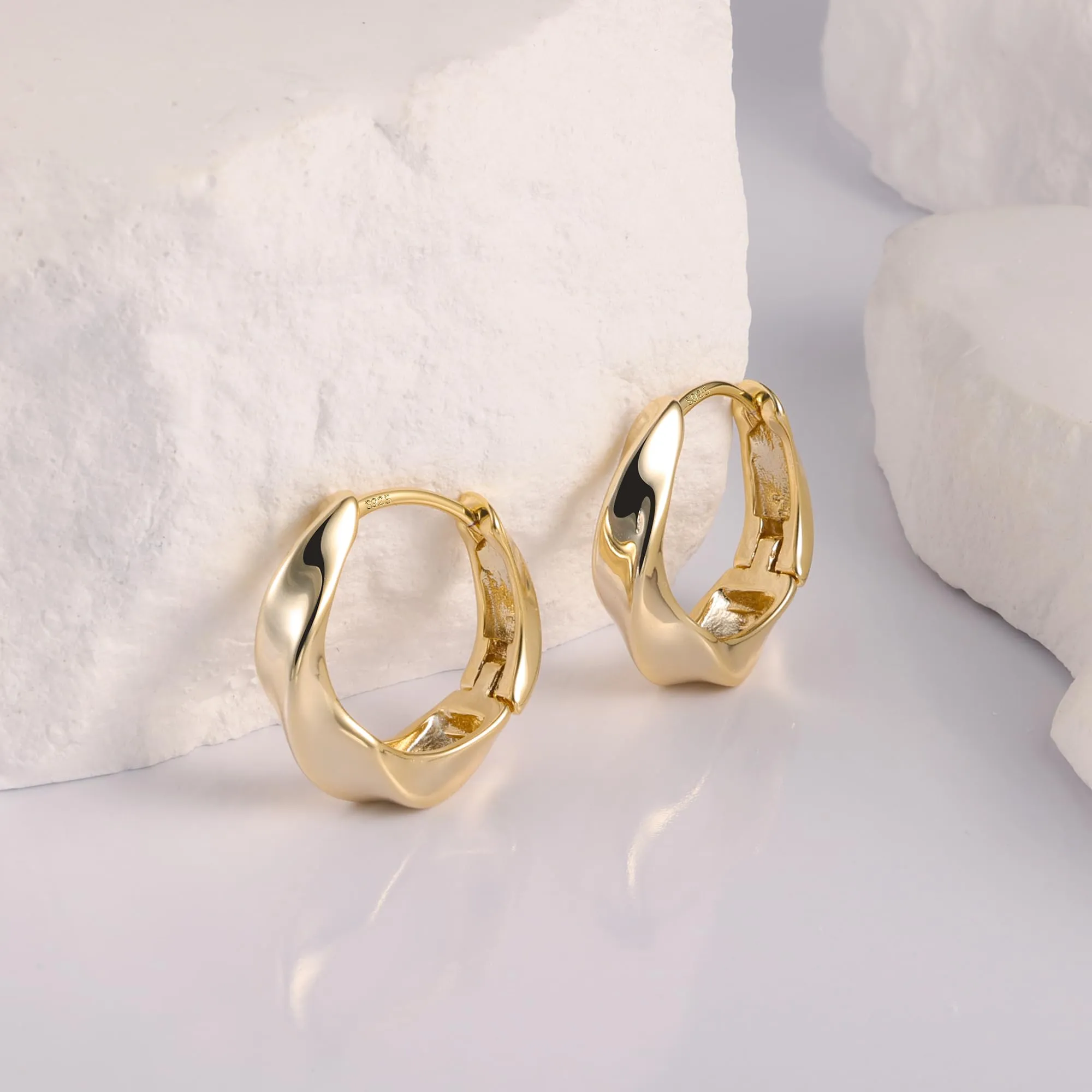ALEXCRAFT Orecchini a Cerchio Intrecciati in Oro 14K e Argento 925, 18 mm - immagine 6