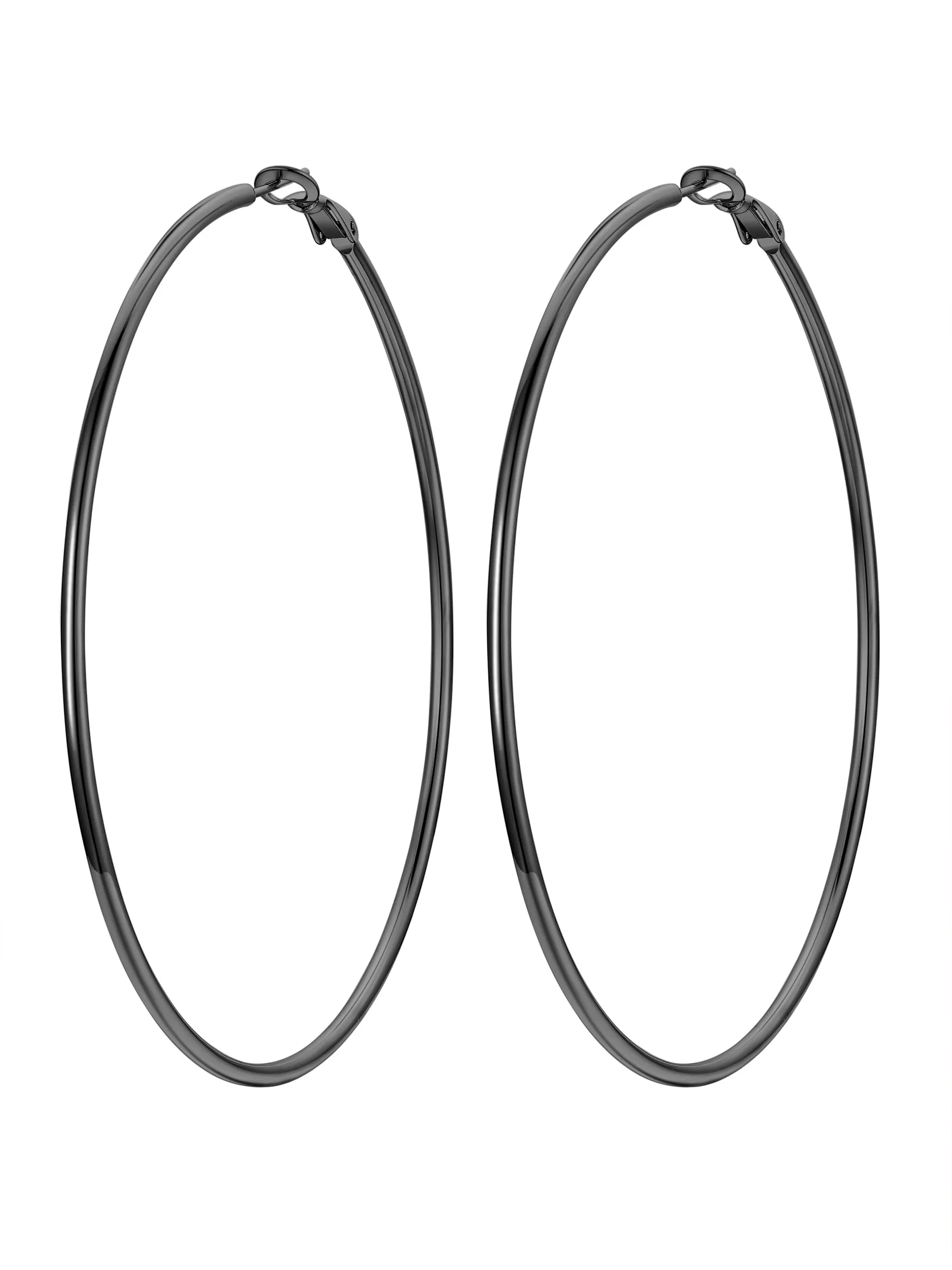 PROSTEEL Orecchini a Cerchio in Acciaio Chirurgico 80mm Nero - immagine 1