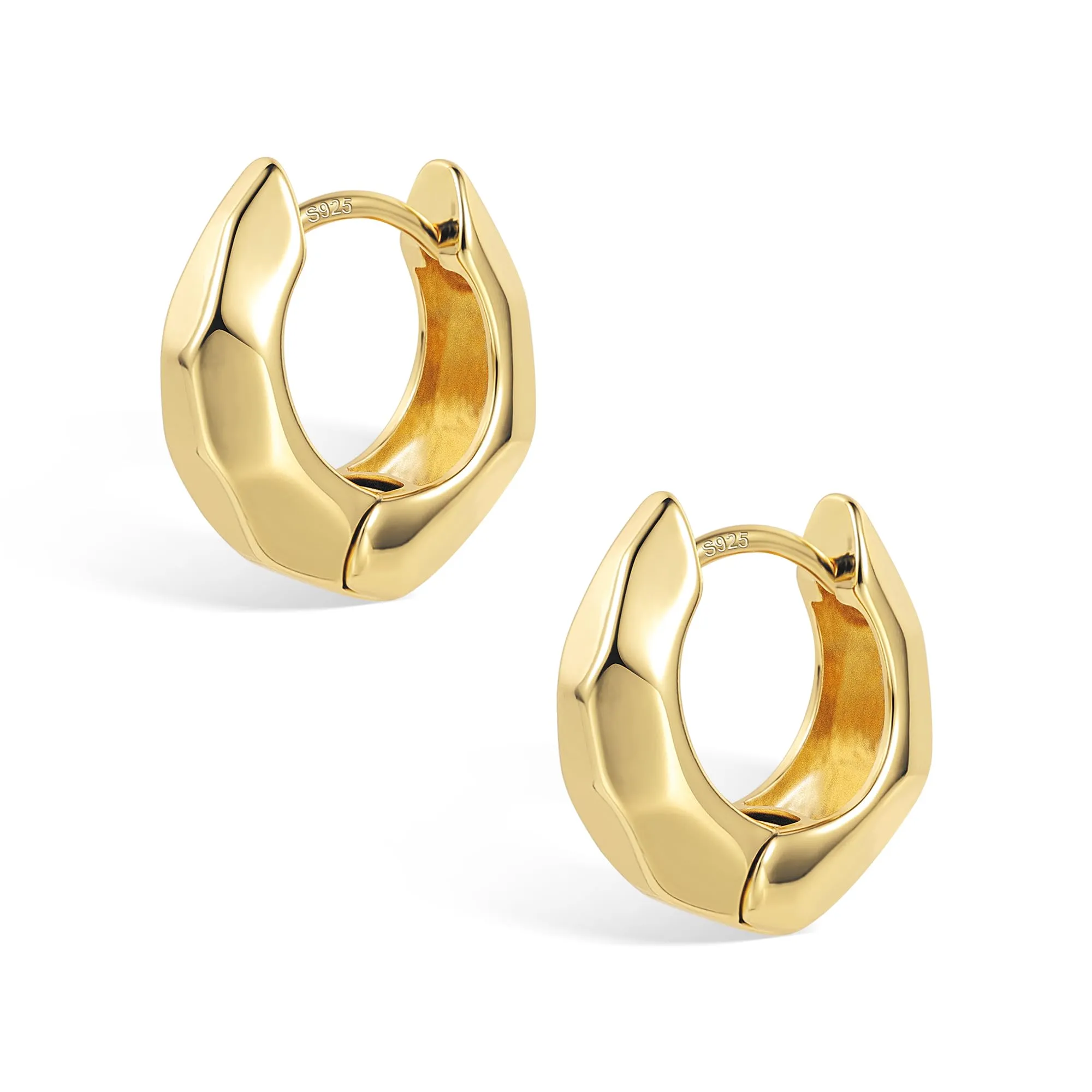 ALEXCRAFT Orecchini a Cerchio Piccoli Spessi in Ottone Dorato Ipoallergenico, 17,5 mm - immagine 2