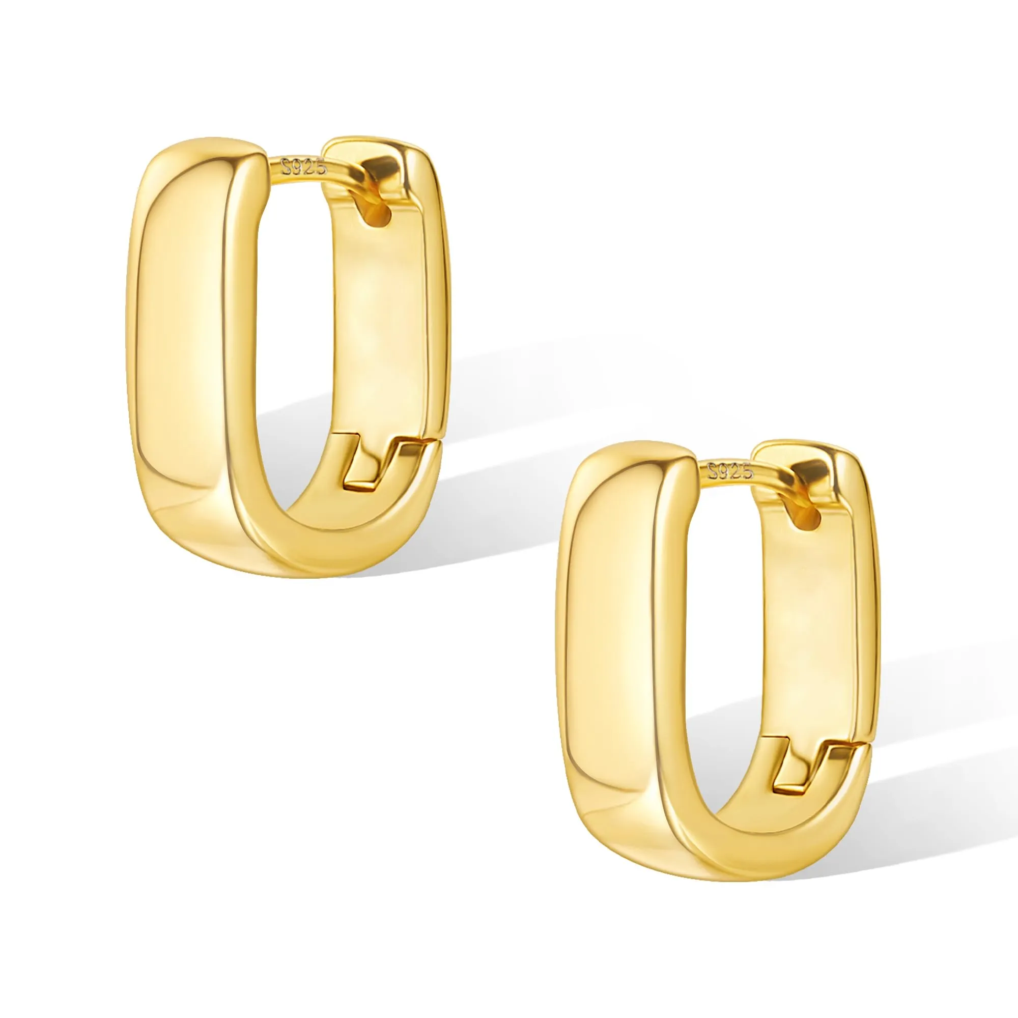ALEXCRAFT Orecchini a Cerchio Geometrici Chunky in Oro 14K, 14 mm x 16 mm - immagine 2