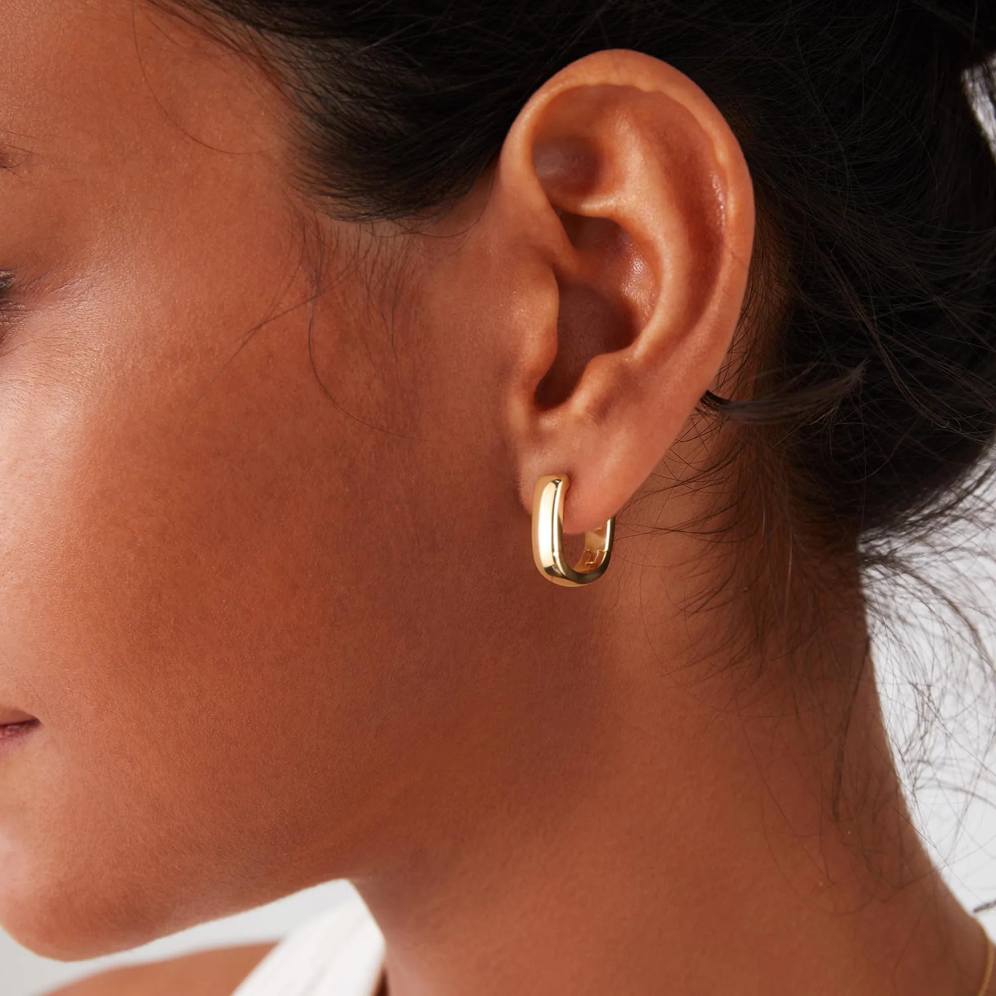 ALEXCRAFT Orecchini a Cerchio Geometrici Chunky in Oro 14K, 14 mm x 16 mm - immagine 3