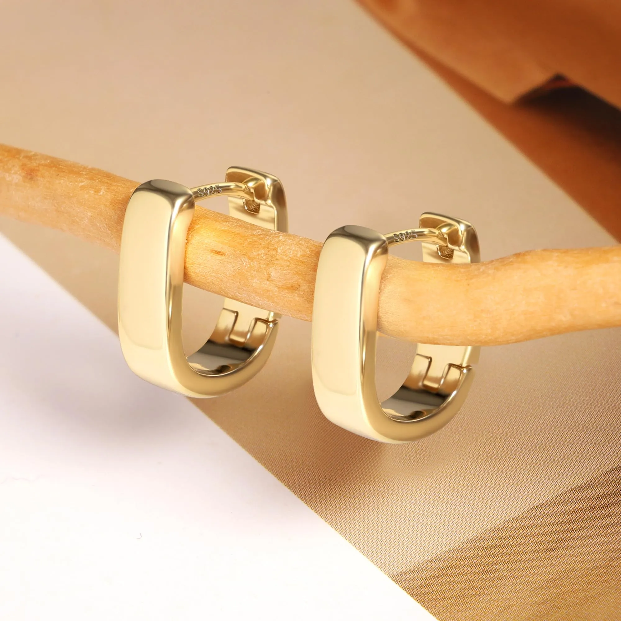 ALEXCRAFT Orecchini a Cerchio Geometrici Chunky in Oro 14K, 14 mm x 16 mm - immagine 6