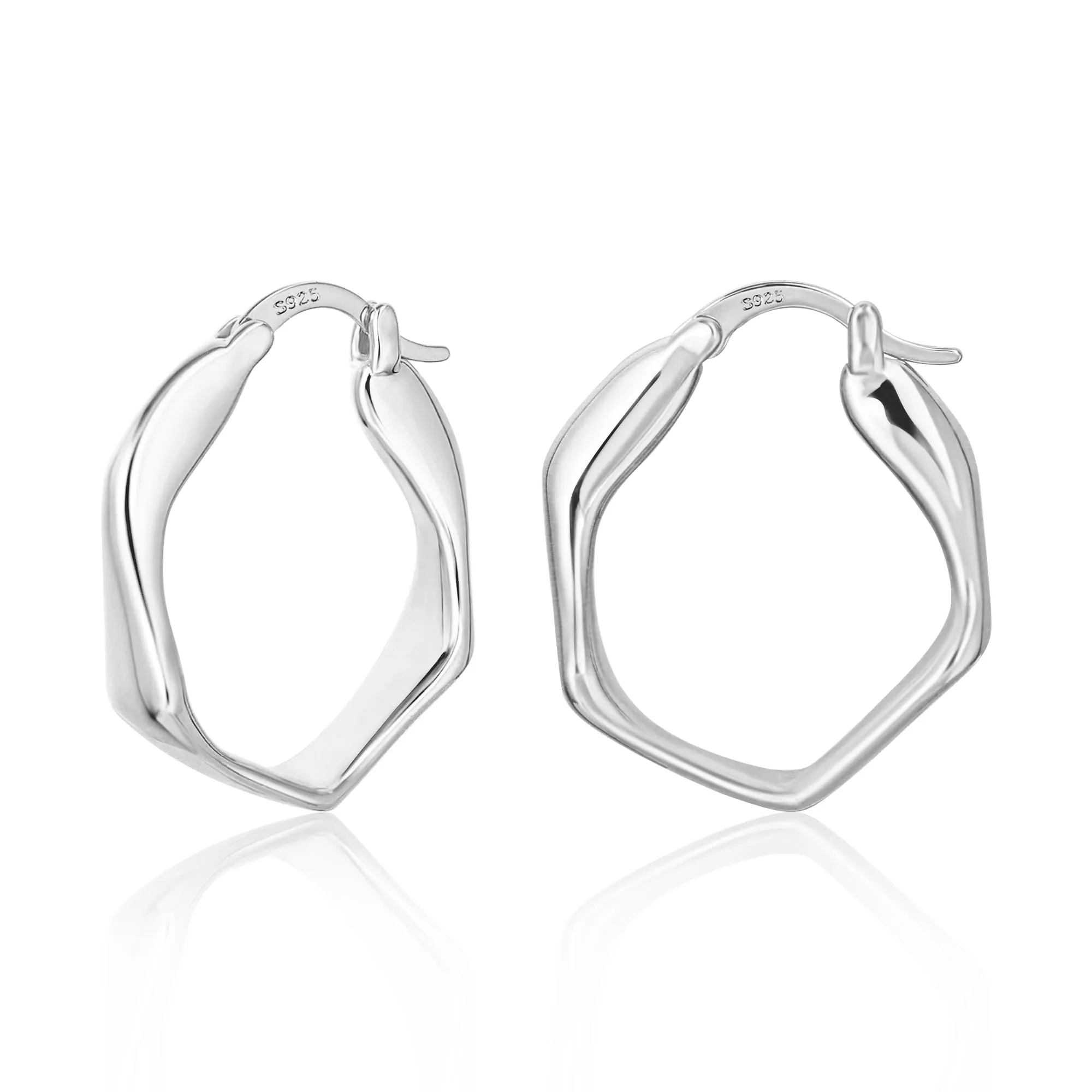 ALEXCRAFT Orecchini a Cerchio Intrecciati Geometrici in Argento per Donna, 22 mm, E3181 - immagine 1