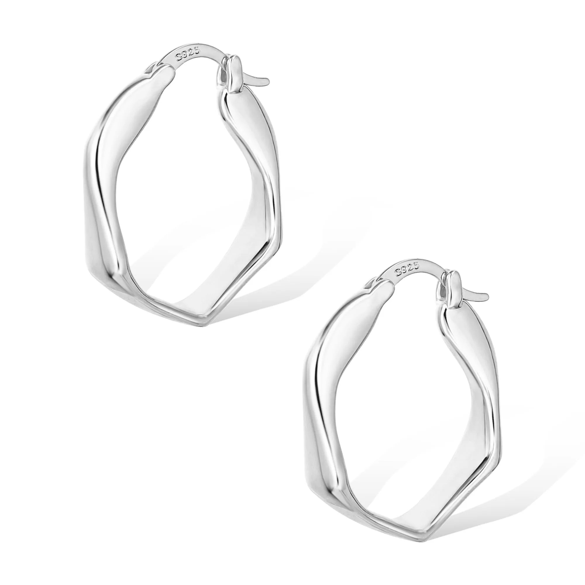 ALEXCRAFT Orecchini a Cerchio Intrecciati Geometrici in Argento per Donna, 22 mm, E3181 - immagine 2