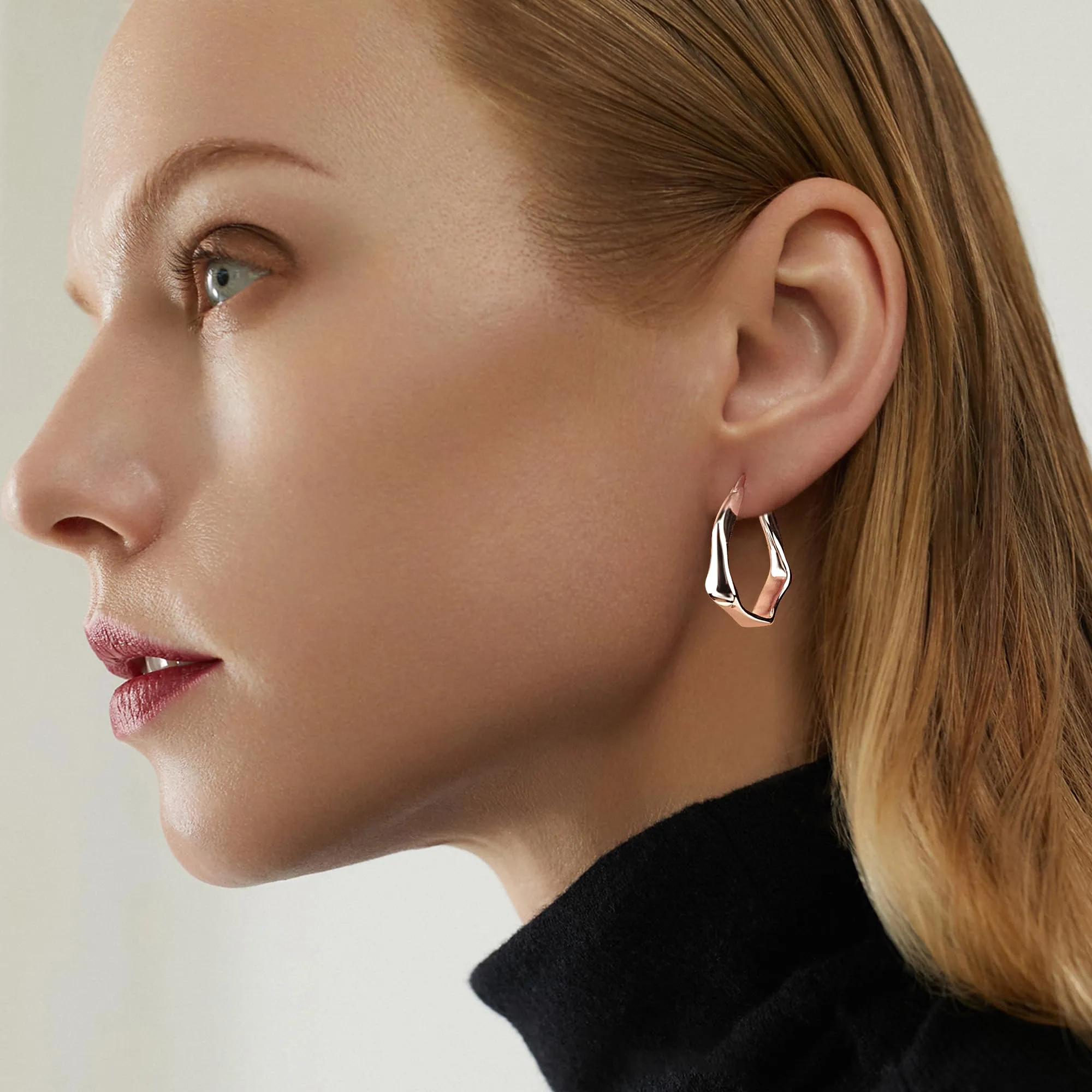 ALEXCRAFT Orecchini a Cerchio Intrecciati Geometrici in Argento per Donna, 22 mm, E3181 - immagine 3