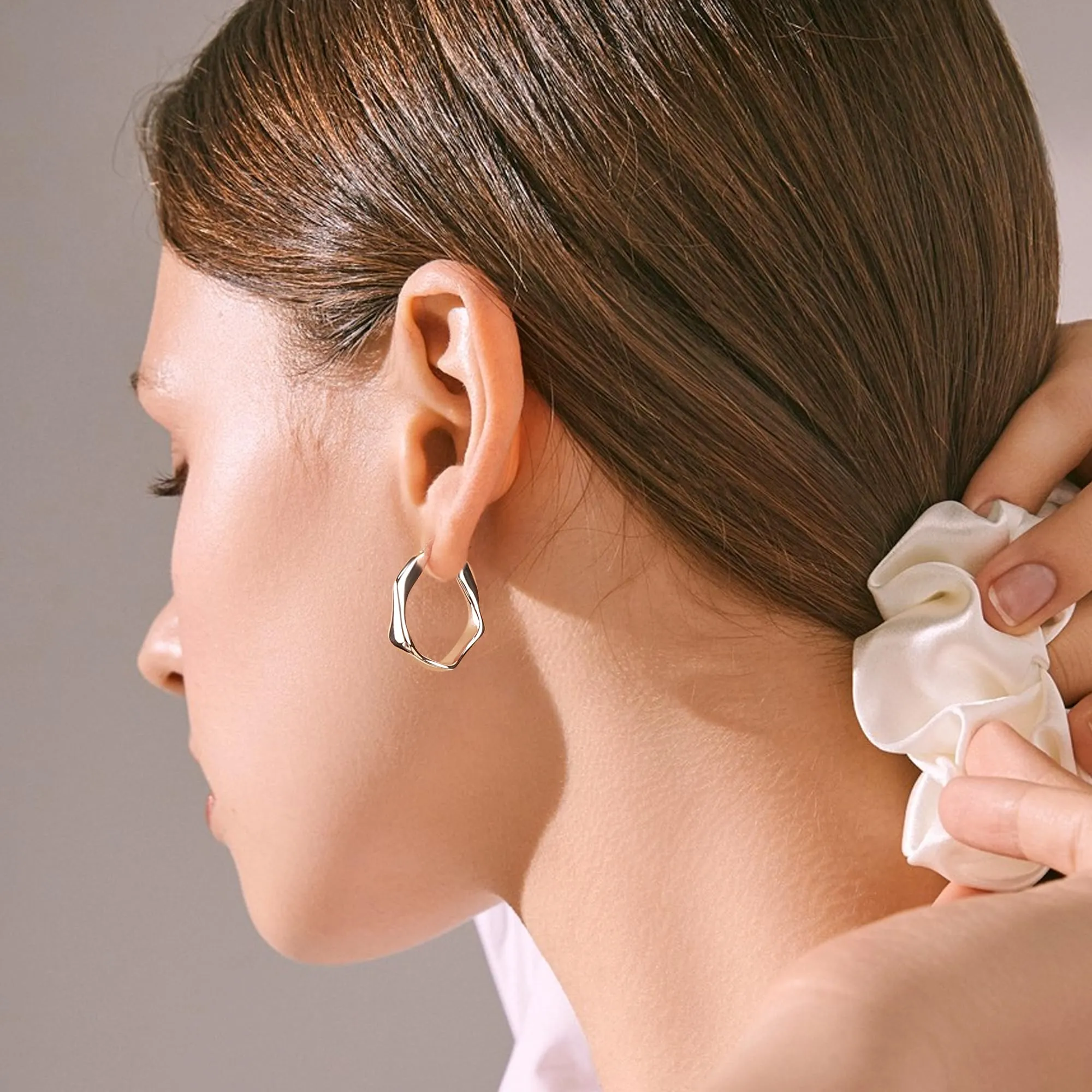 ALEXCRAFT Orecchini a Cerchio Intrecciati Geometrici in Argento per Donna, 22 mm, E3181 - immagine 4