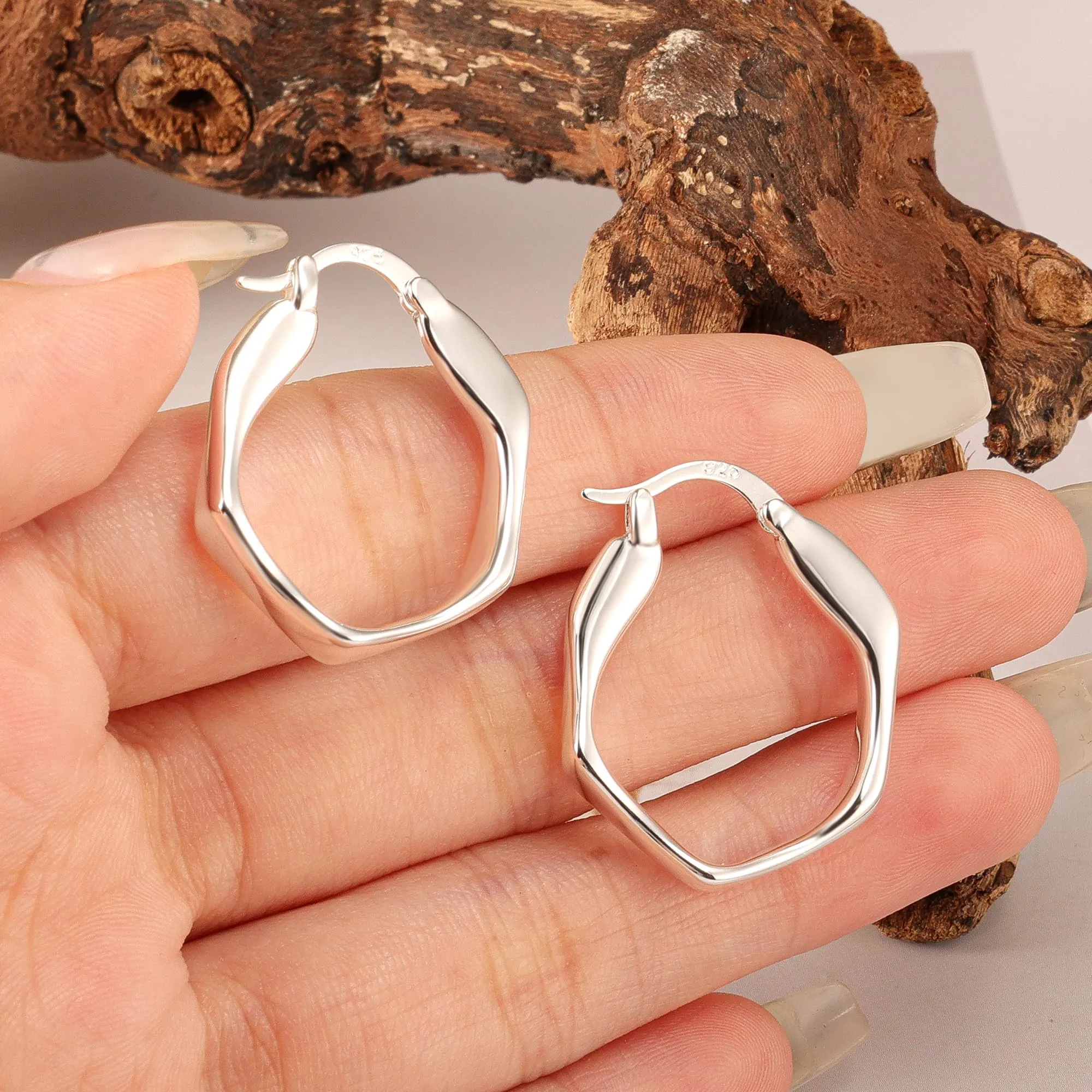 ALEXCRAFT Orecchini a Cerchio Intrecciati Geometrici in Argento per Donna, 22 mm, E3181 - immagine 6