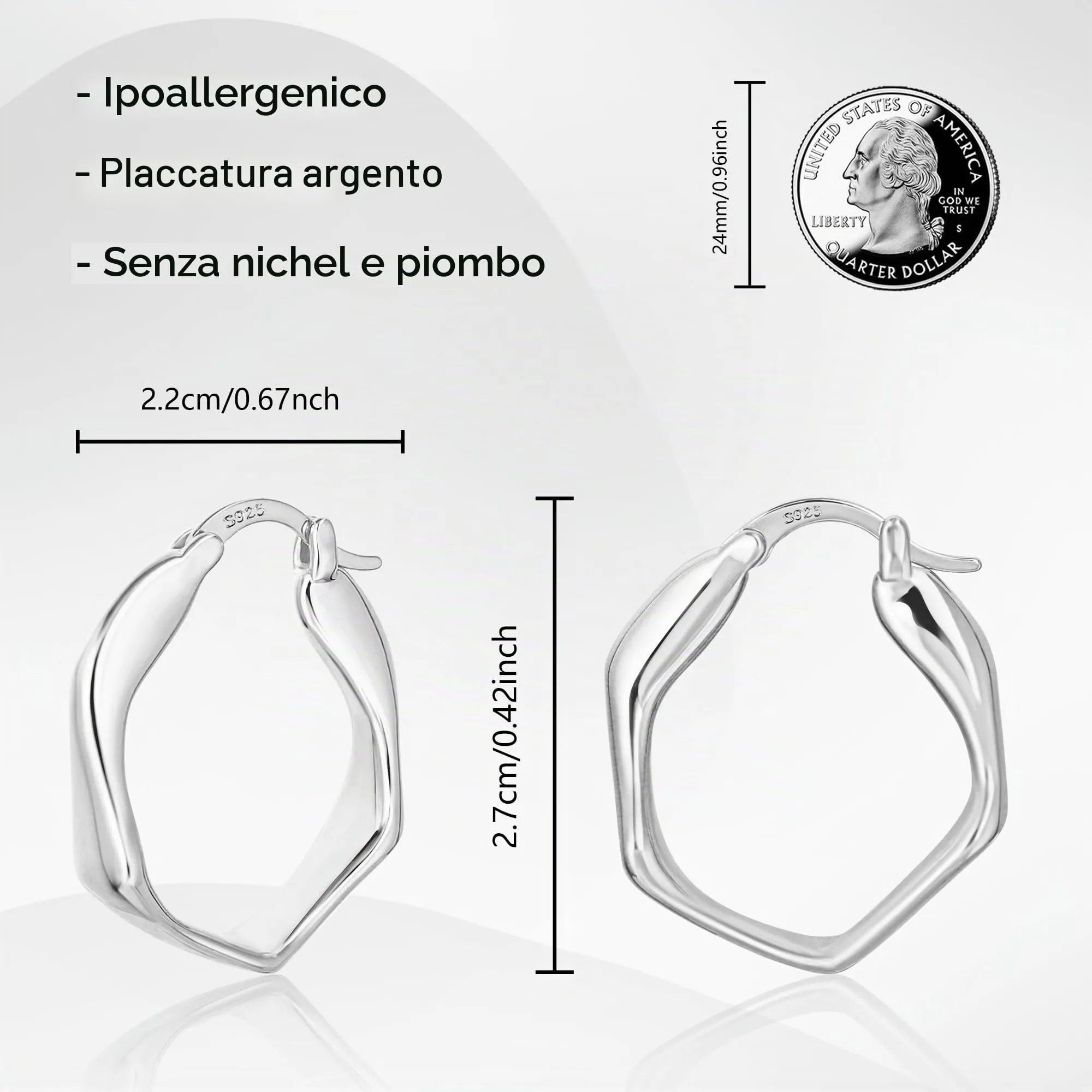 ALEXCRAFT Orecchini a Cerchio Intrecciati Geometrici in Argento per Donna, 22 mm, E3181 - immagine 7