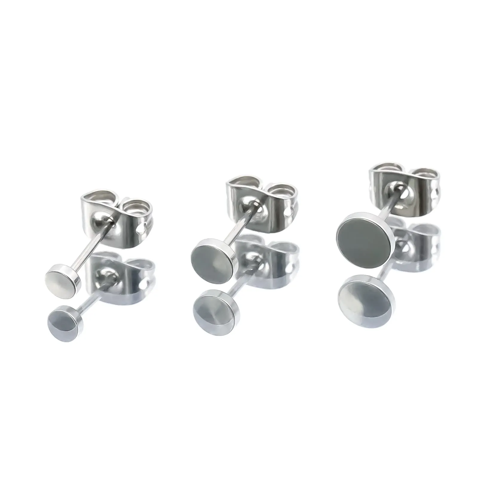Artskin Orecchini a bottone in titanio ipoallergenico, 6mm, Silver - immagine 6