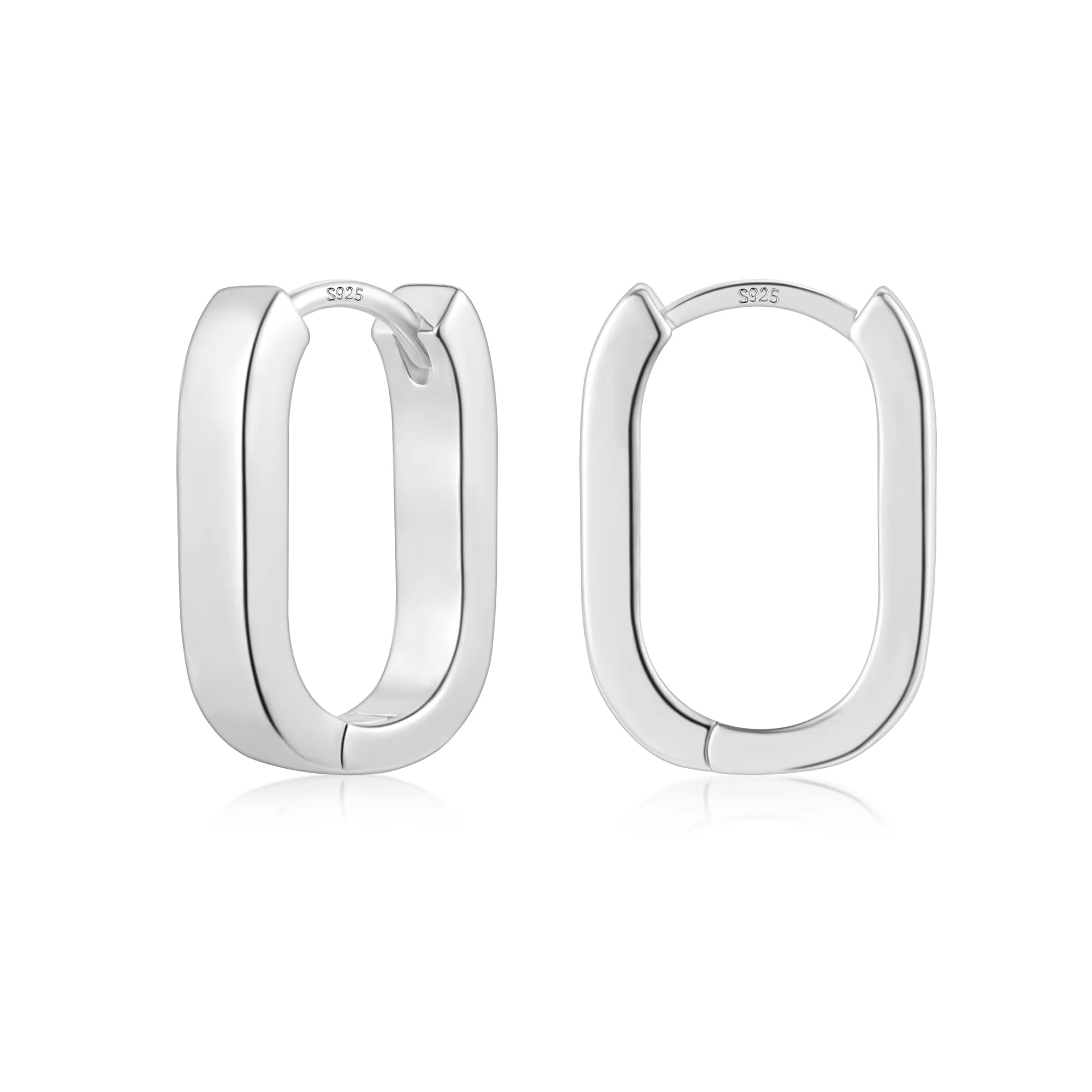 ALEXCRAFT Orecchini Geometrici Cerchio Quadrati Chunky Argento 16 mm - immagine 1