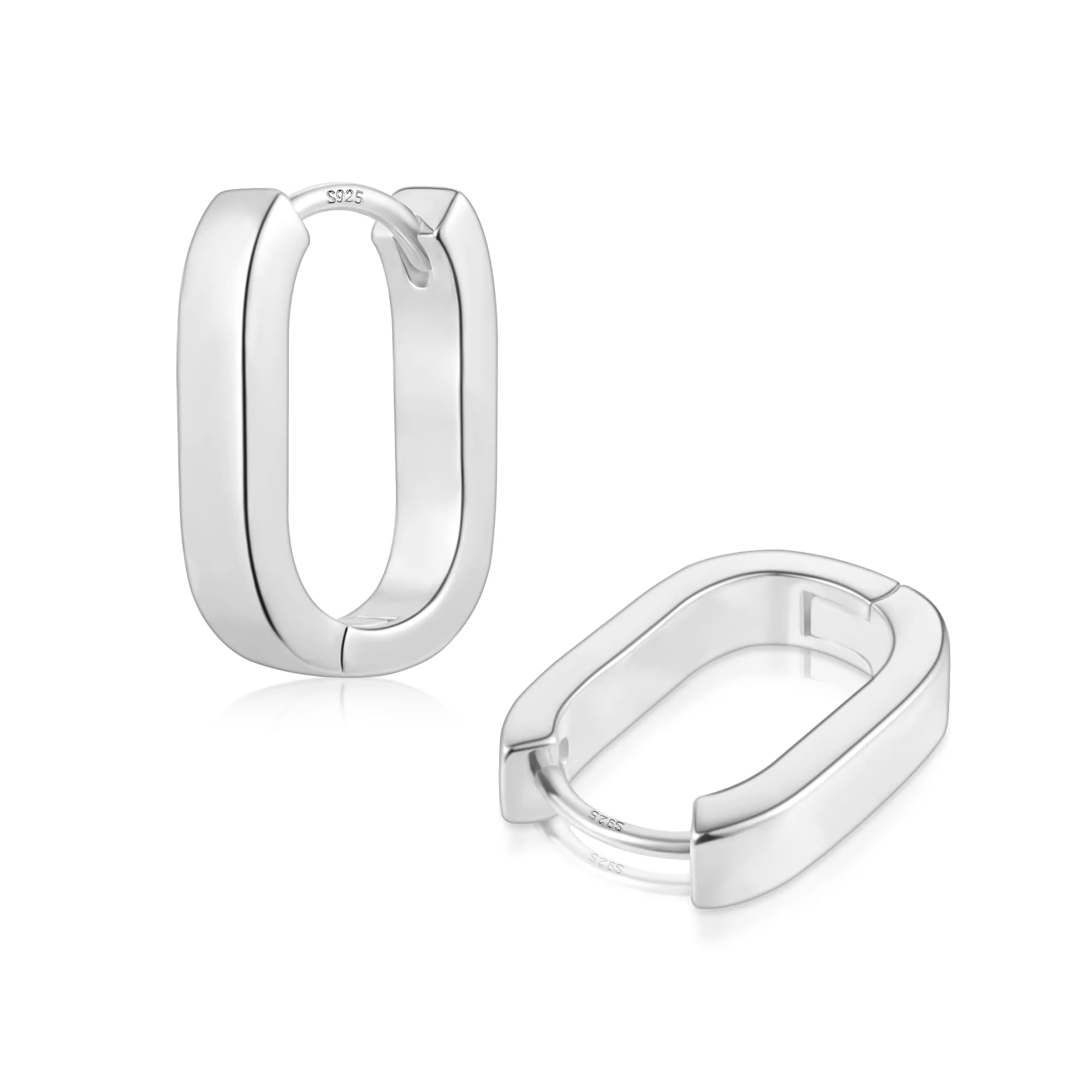 ALEXCRAFT Orecchini Geometrici Cerchio Quadrati Chunky Argento 16 mm - immagine 2