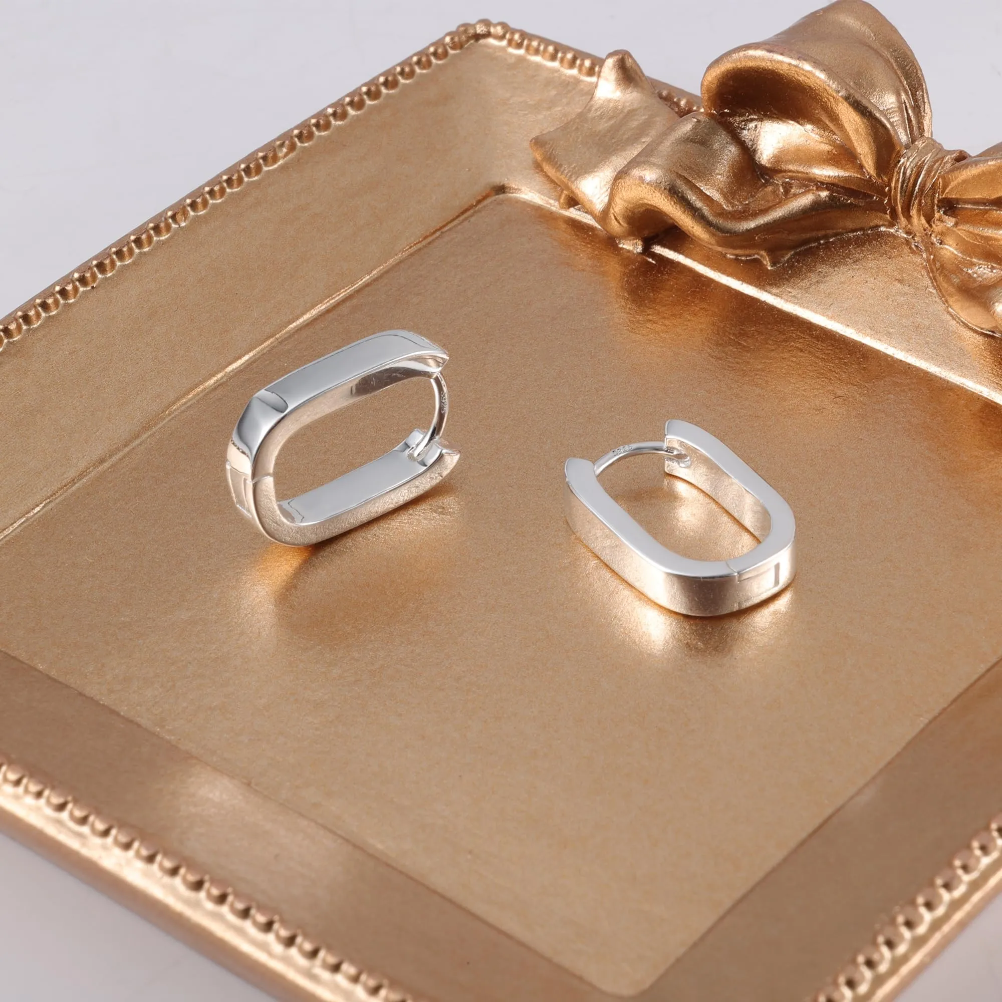 ALEXCRAFT Orecchini Geometrici Cerchio Quadrati Chunky Argento 16 mm - immagine 6