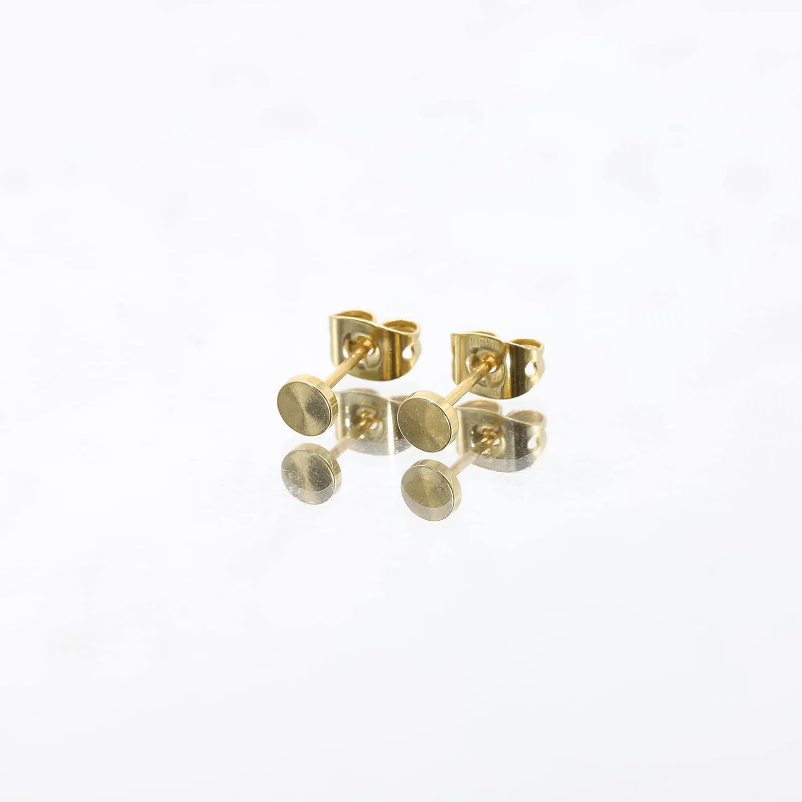 Artskin Orecchini a bottone in titanio ipoallergenico a disco tondo, 5mm, Oro - immagine 4