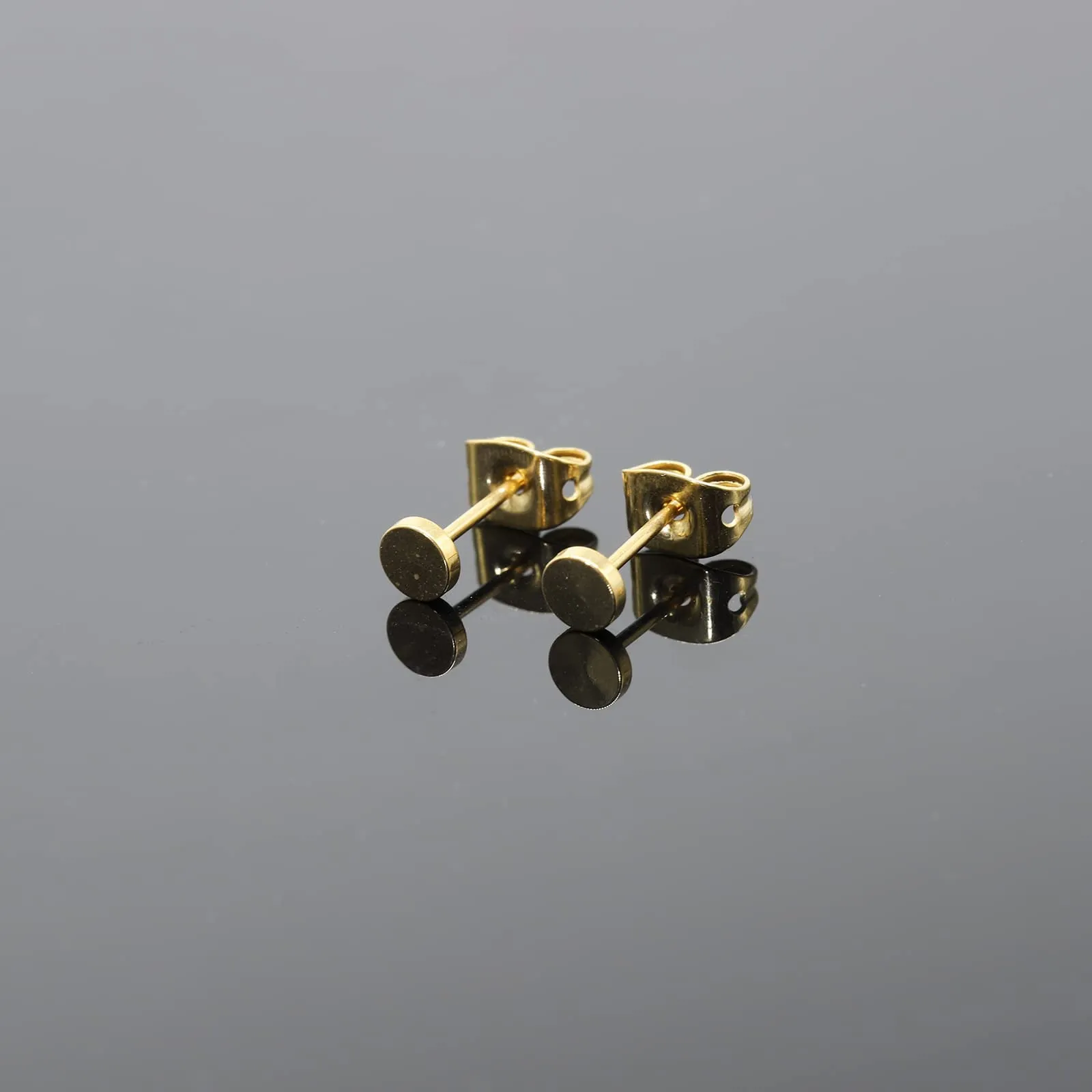 Artskin Orecchini a bottone in titanio ipoallergenico a disco tondo, 5mm, Oro - immagine 6