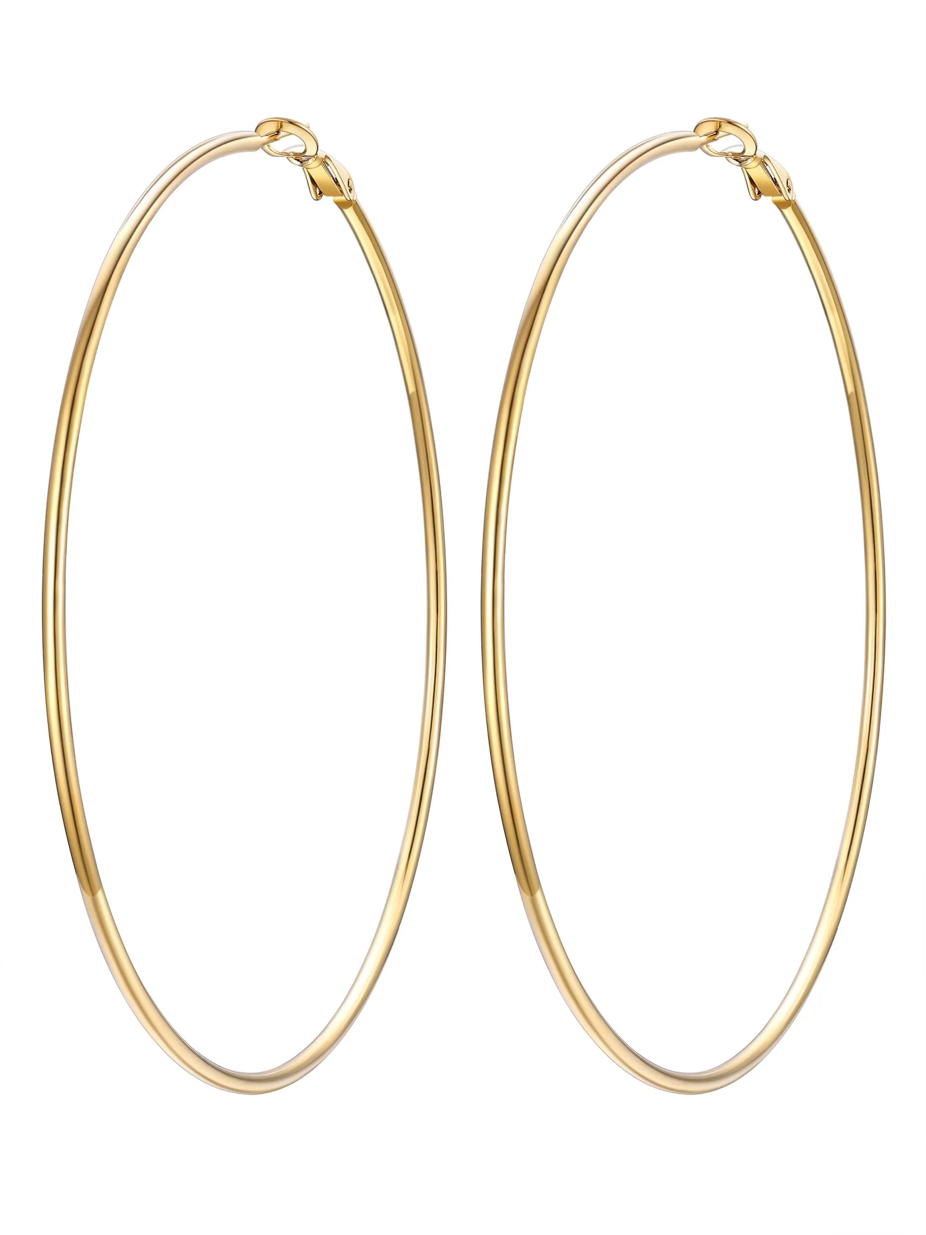 PROSTEEL Orecchini a Cerchio in Acciaio Chirurgico 90mm Oro - immagine 1
