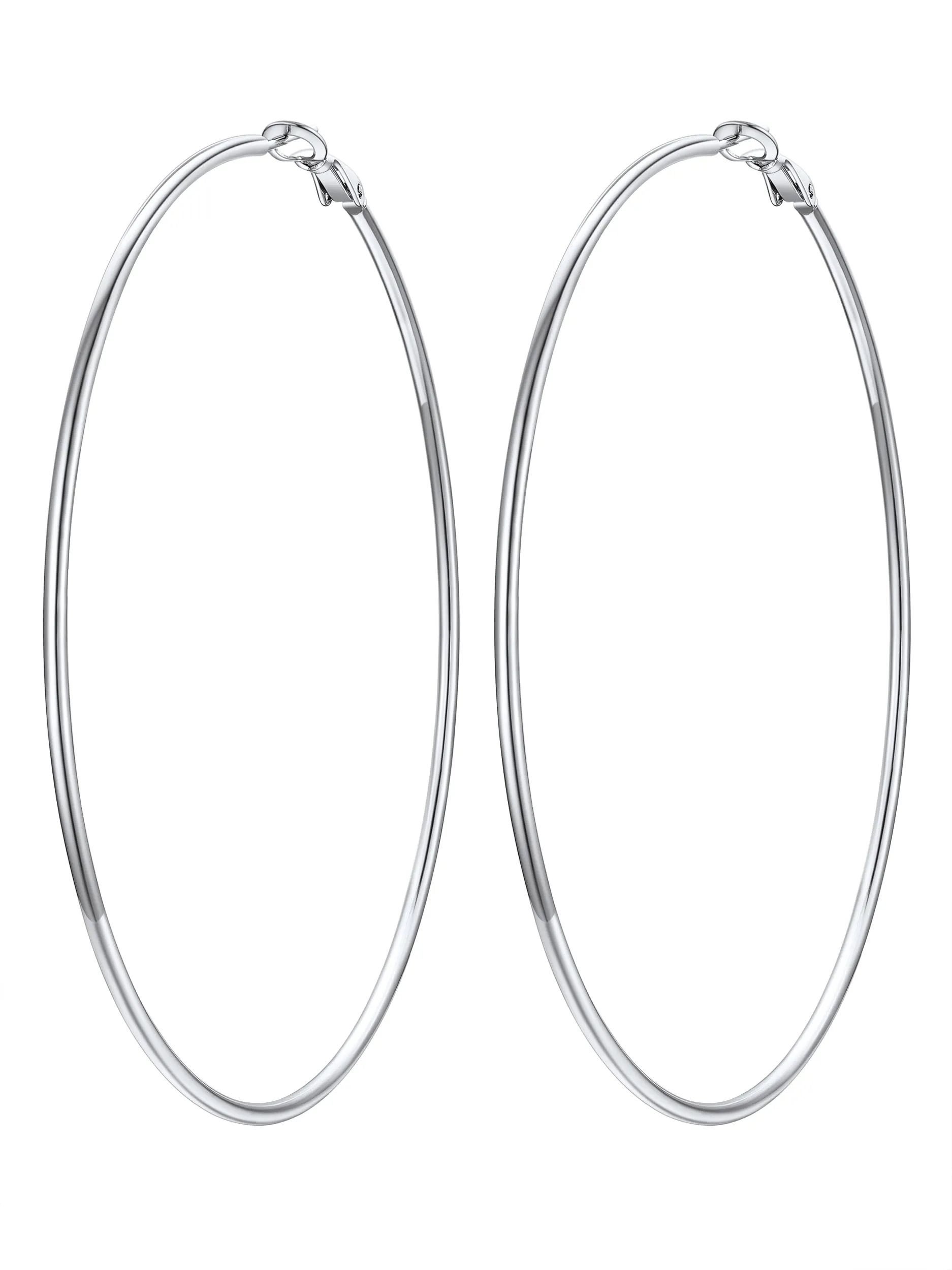 PROSTEEL Orecchini a Cerchio in Acciaio Chirurgico 90mm Argento - immagine 1