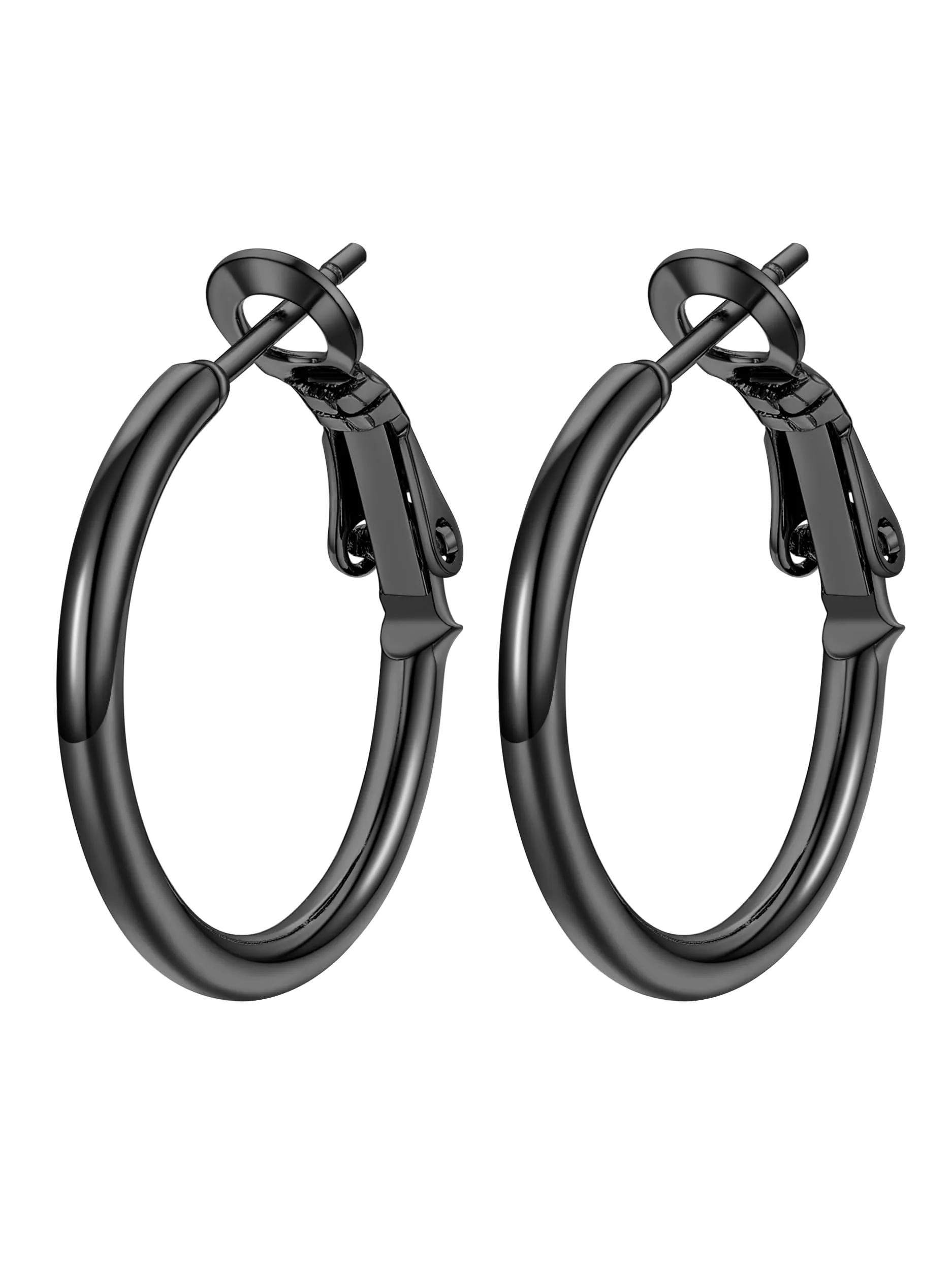 PROSTEEL Orecchini a Cerchio in Acciaio Chirurgico 20mm - Nero - immagine 1