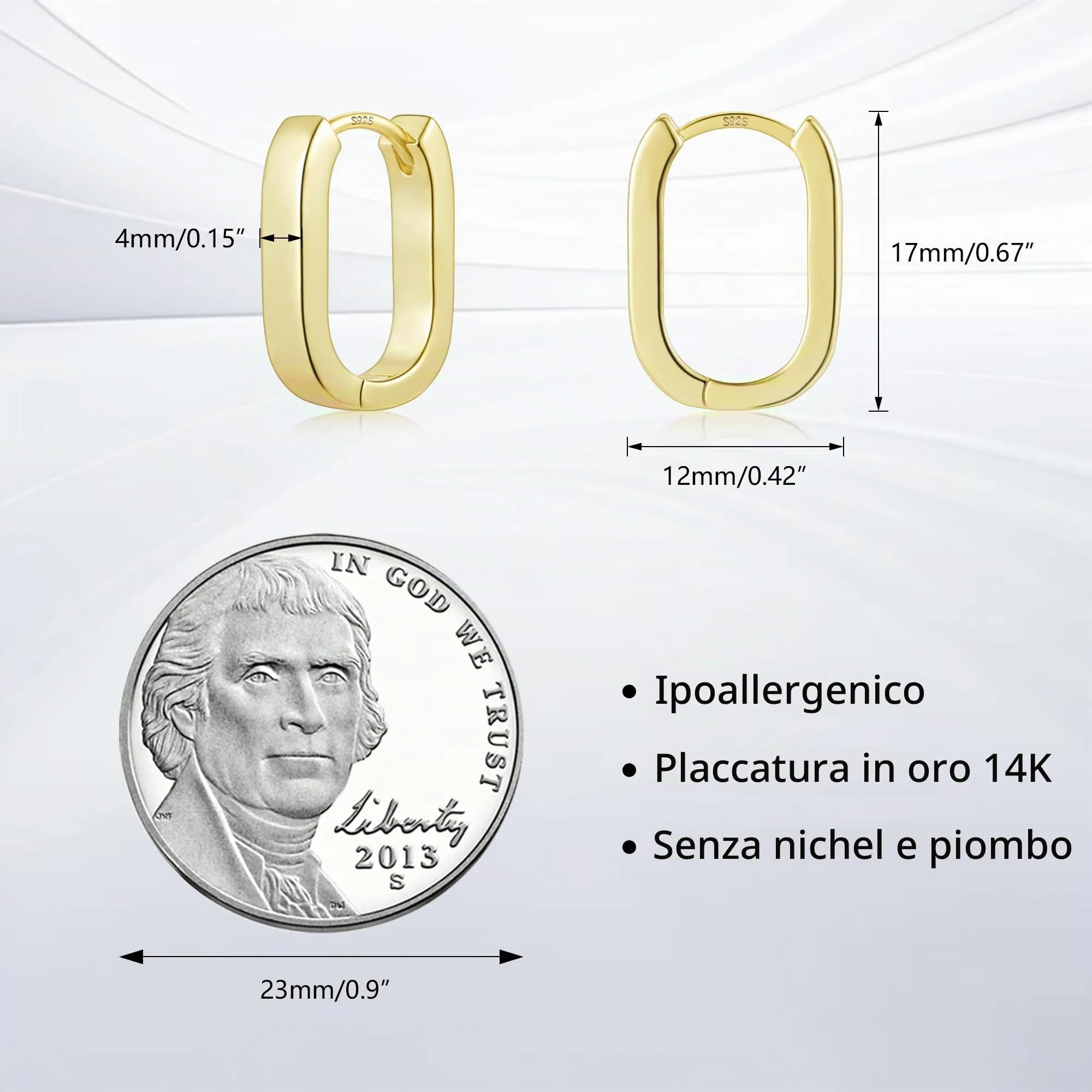 ALEXCRAFT Orecchini a Cerchio Chunky in Argento 925 Placcato Oro 14K, 16 mm - immagine 7