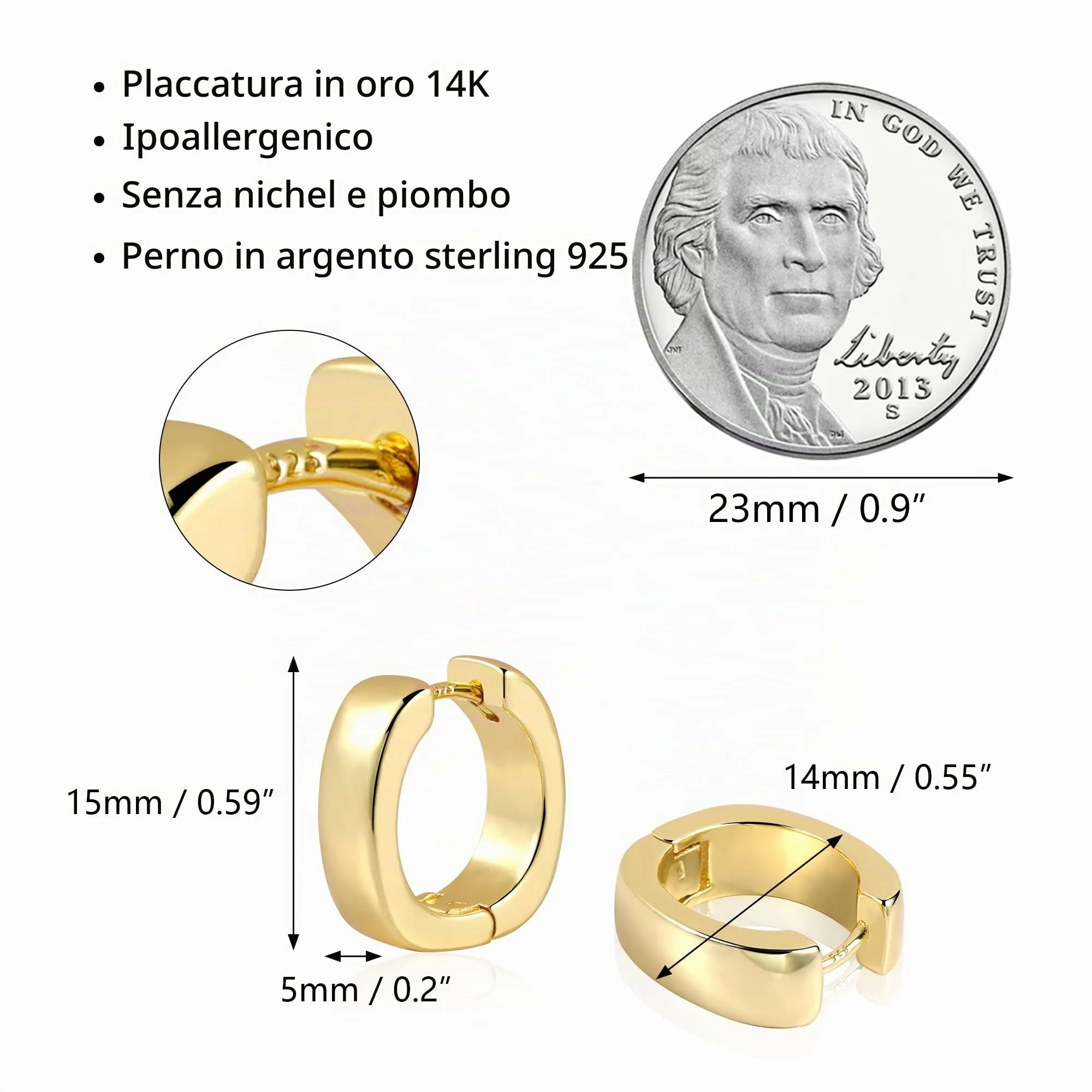 ALEXCRAFT Orecchini a Cerchio in Argento 14 mm - immagine 7