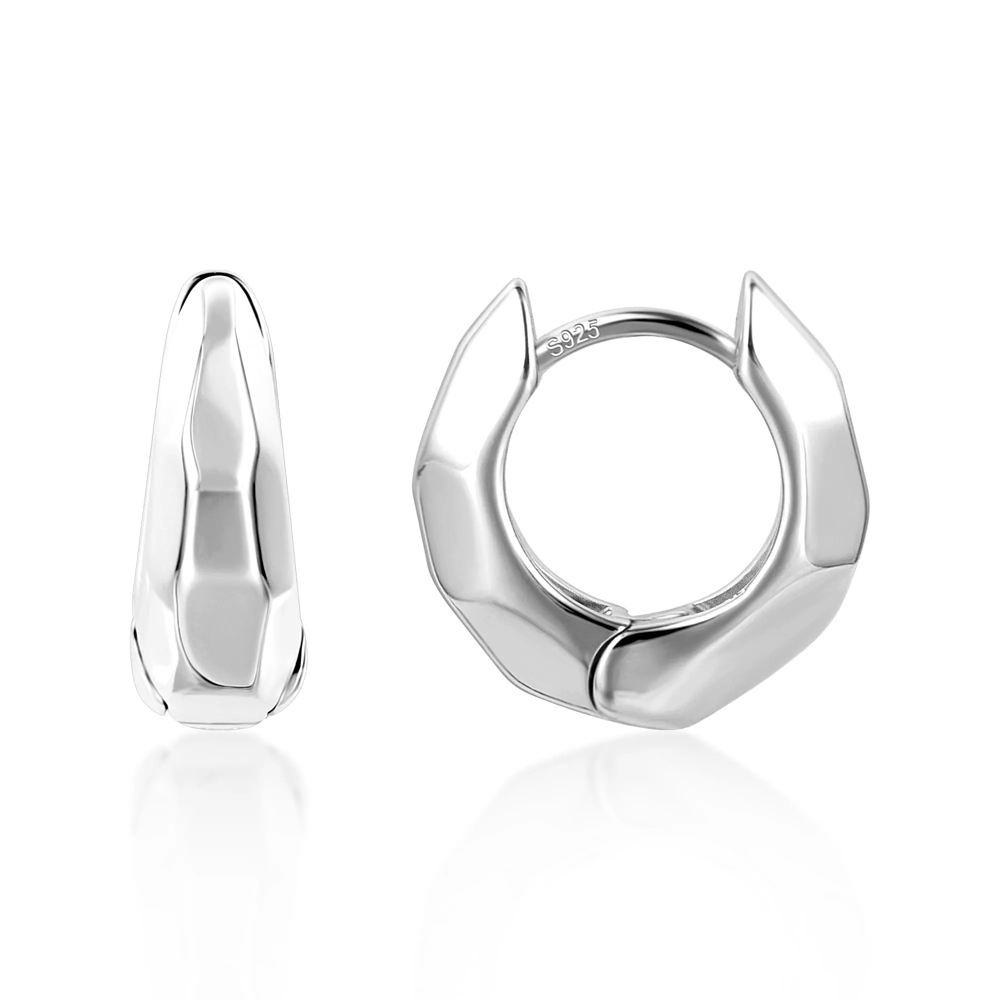 ALEXCRAFT Orecchini a Cerchio Chunky Geometrici in Argento 925, 17 mm - immagine 1