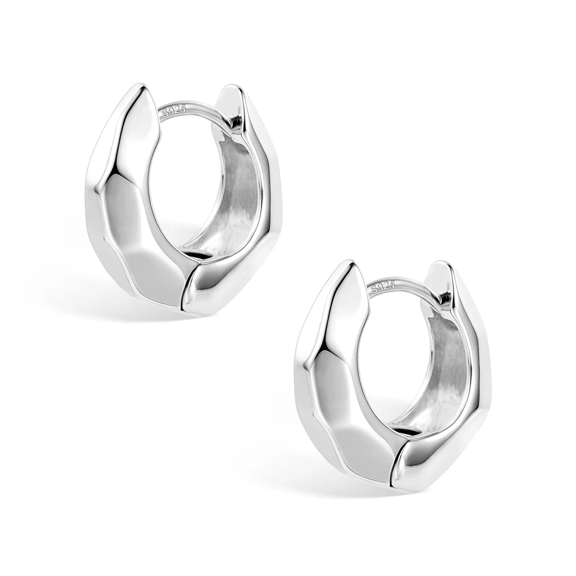 ALEXCRAFT Orecchini a Cerchio Chunky Geometrici in Argento 925, 17 mm - immagine 2