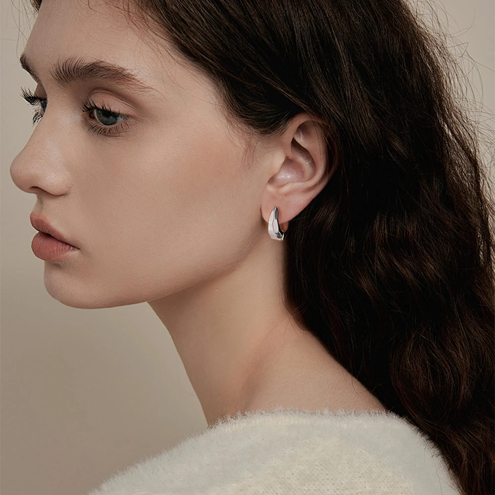 ALEXCRAFT Orecchini a Cerchio Chunky Geometrici in Argento 925, 17 mm - immagine 3