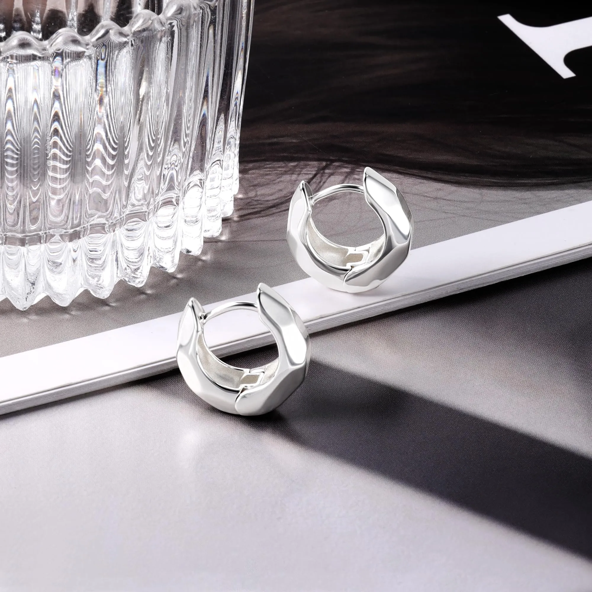 ALEXCRAFT Orecchini a Cerchio Chunky Geometrici in Argento 925, 17 mm - immagine 5