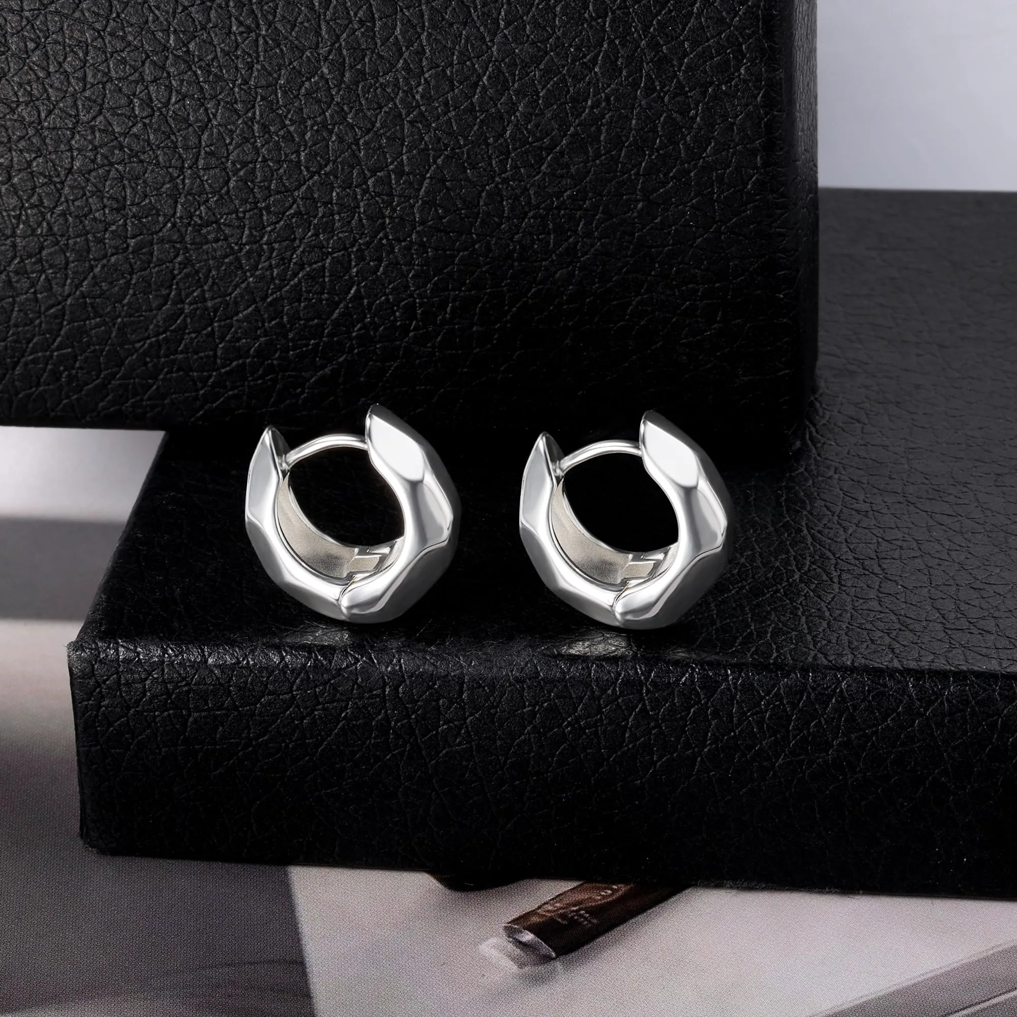 ALEXCRAFT Orecchini a Cerchio Chunky Geometrici in Argento 925, 17 mm - immagine 6