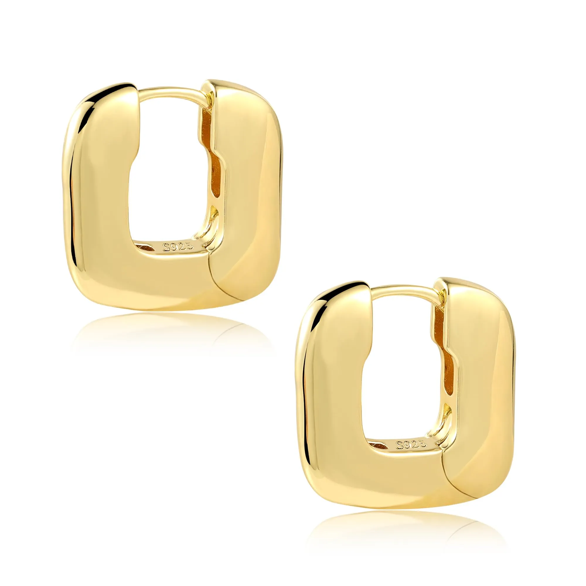 ALEXCRAFT Orecchini Cerchio Huggie Larghi in Argento 925 Ipoallergenici da Donna - immagine 2
