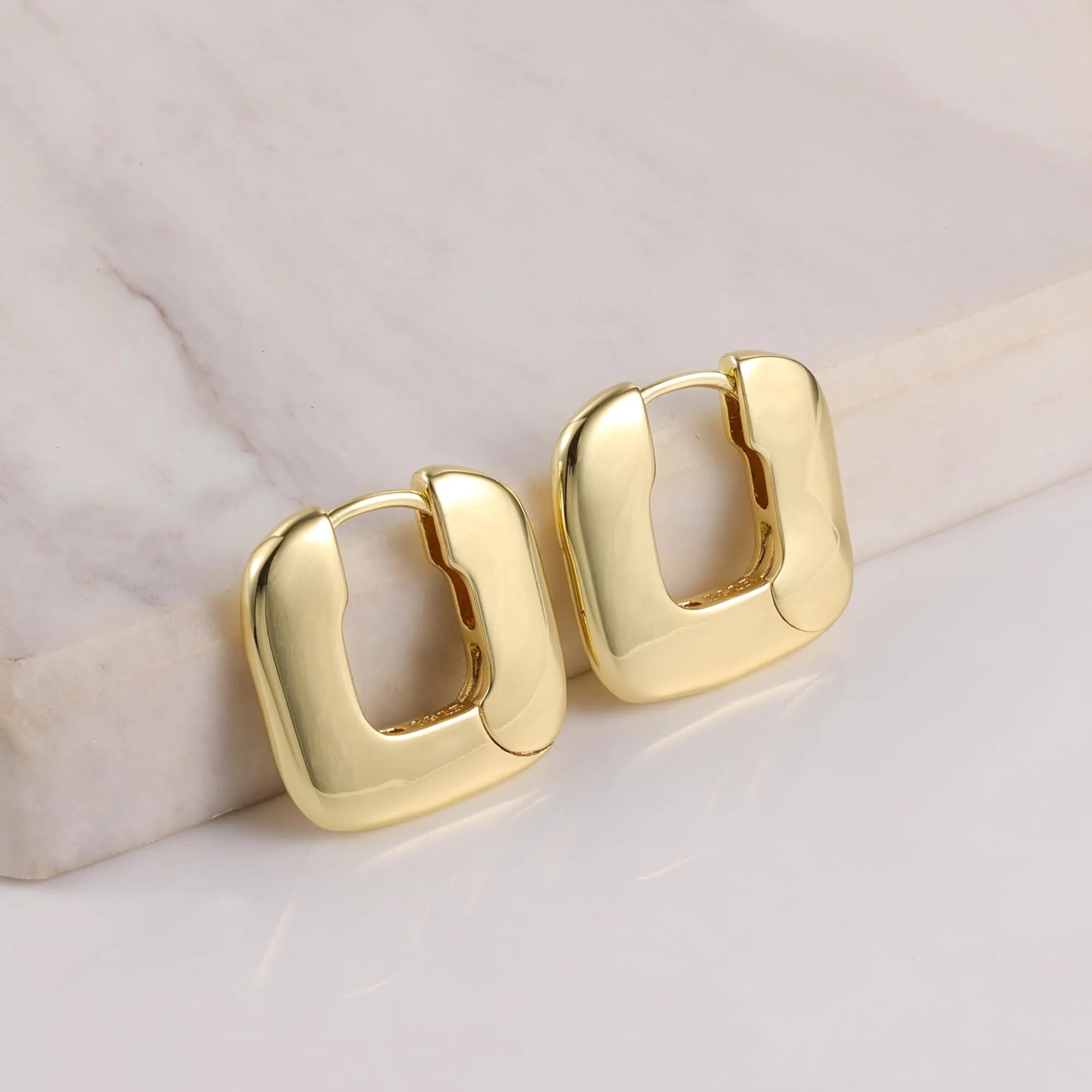 ALEXCRAFT Orecchini Cerchio Huggie Larghi in Argento 925 Ipoallergenici da Donna - immagine 6