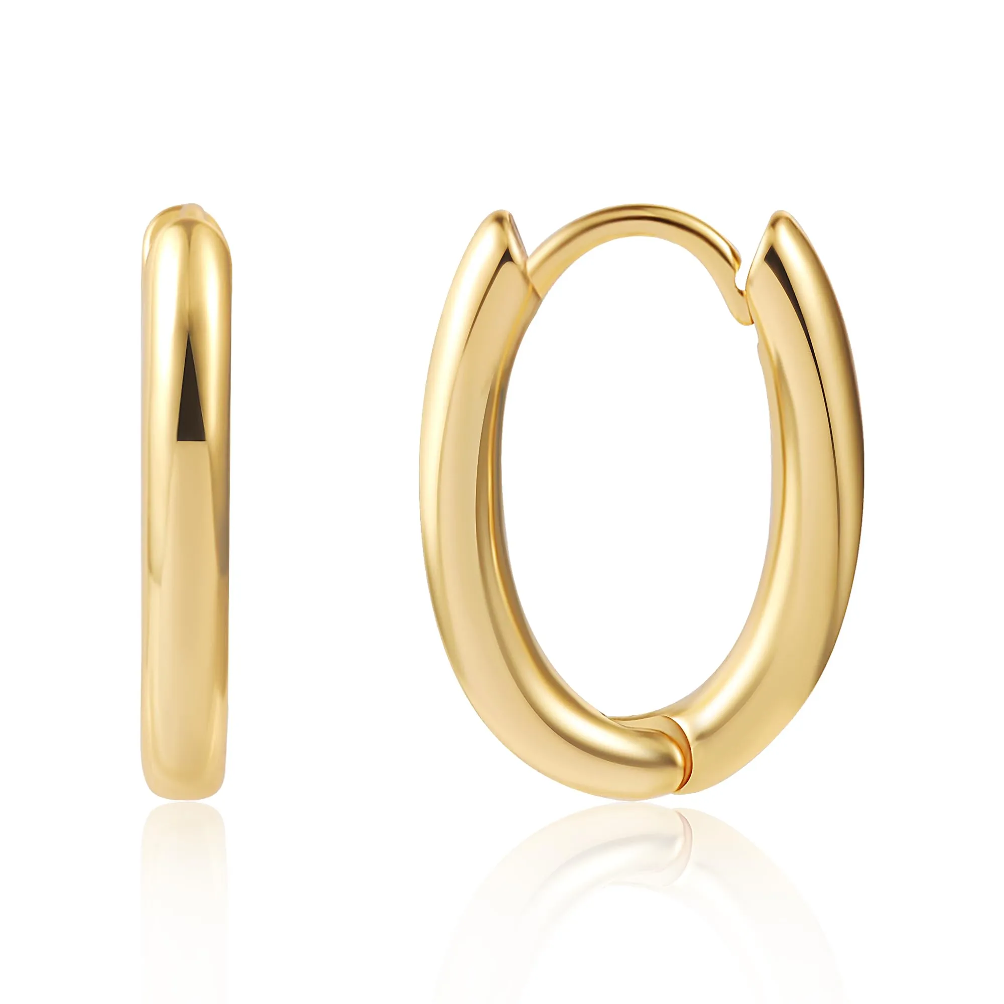 ALEXCRAFT Orecchini a Cerchio Geometrici in Oro 14K, 15mm - immagine 1