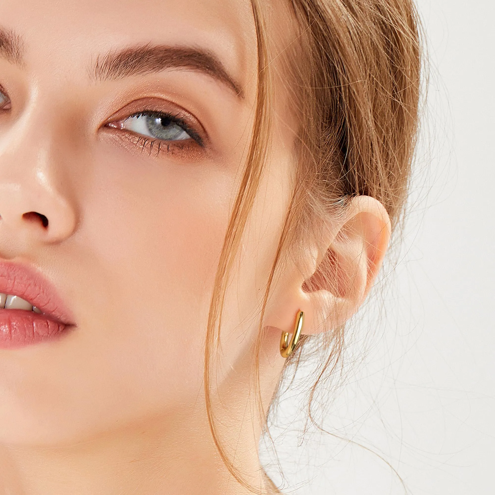 ALEXCRAFT Orecchini a Cerchio Geometrici in Oro 14K, 15mm - immagine 4