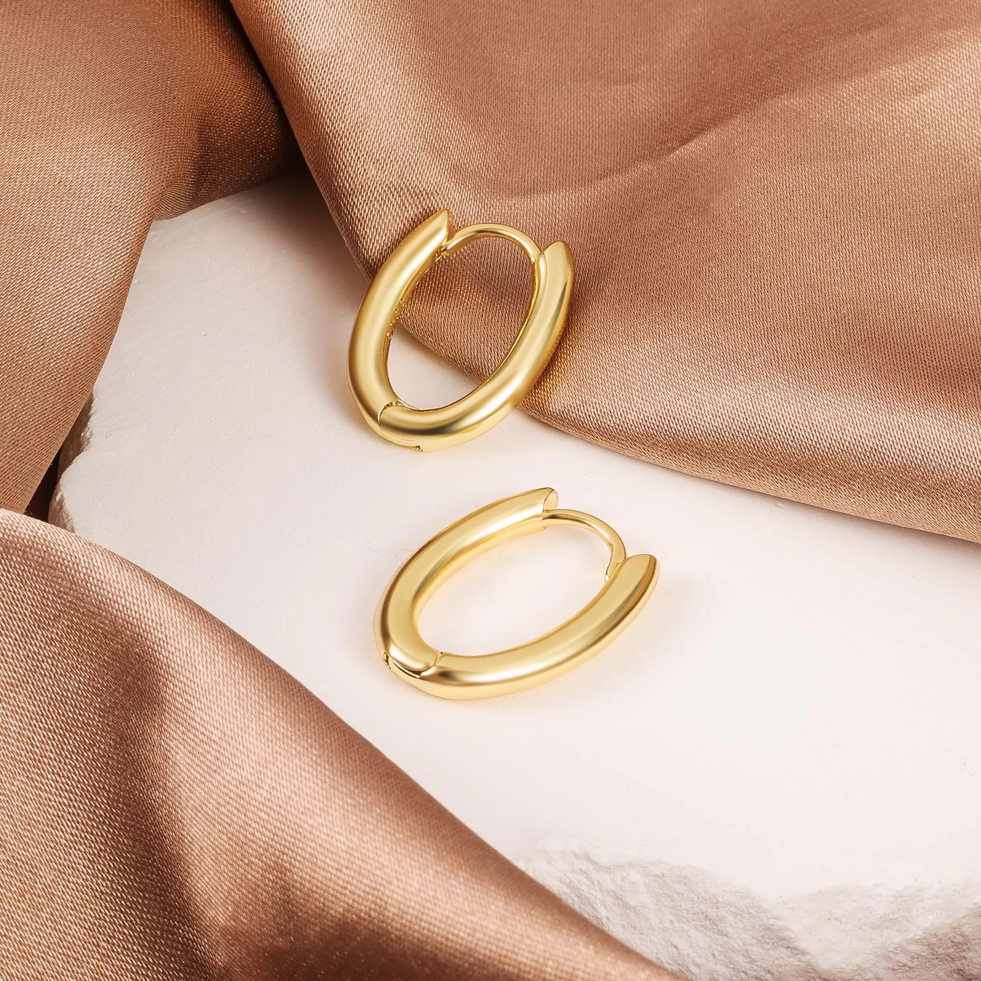 ALEXCRAFT Orecchini a Cerchio Geometrici in Oro 14K, 15mm - immagine 5