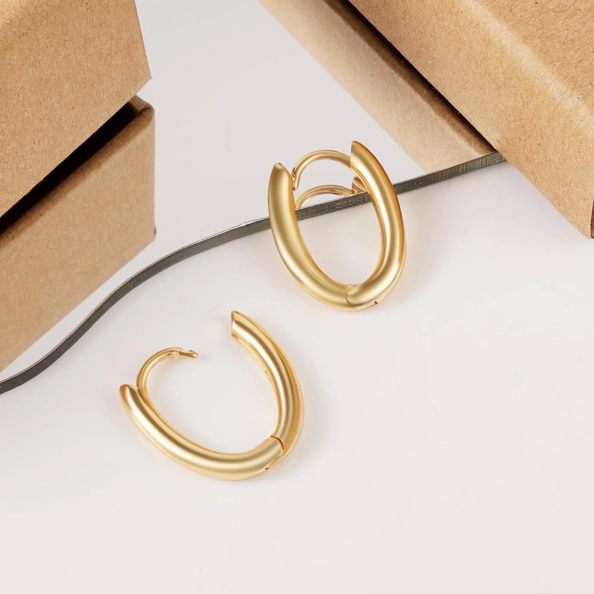ALEXCRAFT Orecchini a Cerchio Geometrici in Oro 14K, 15mm - immagine 6