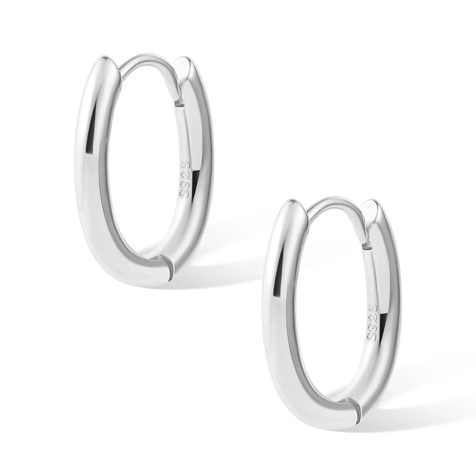 ALEXCRAFT Orecchini a cerchio Mini Huggie Ovali in Argento, 15 mm - immagine 2