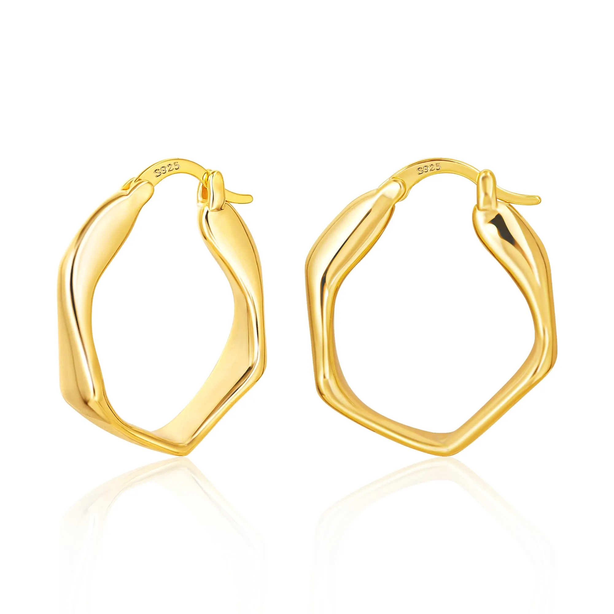 ALEXCRAFT Orecchini a Cerchio Intrecciati Geometrici in Oro 14K Placcato, 22 mm, E3180 - immagine 1