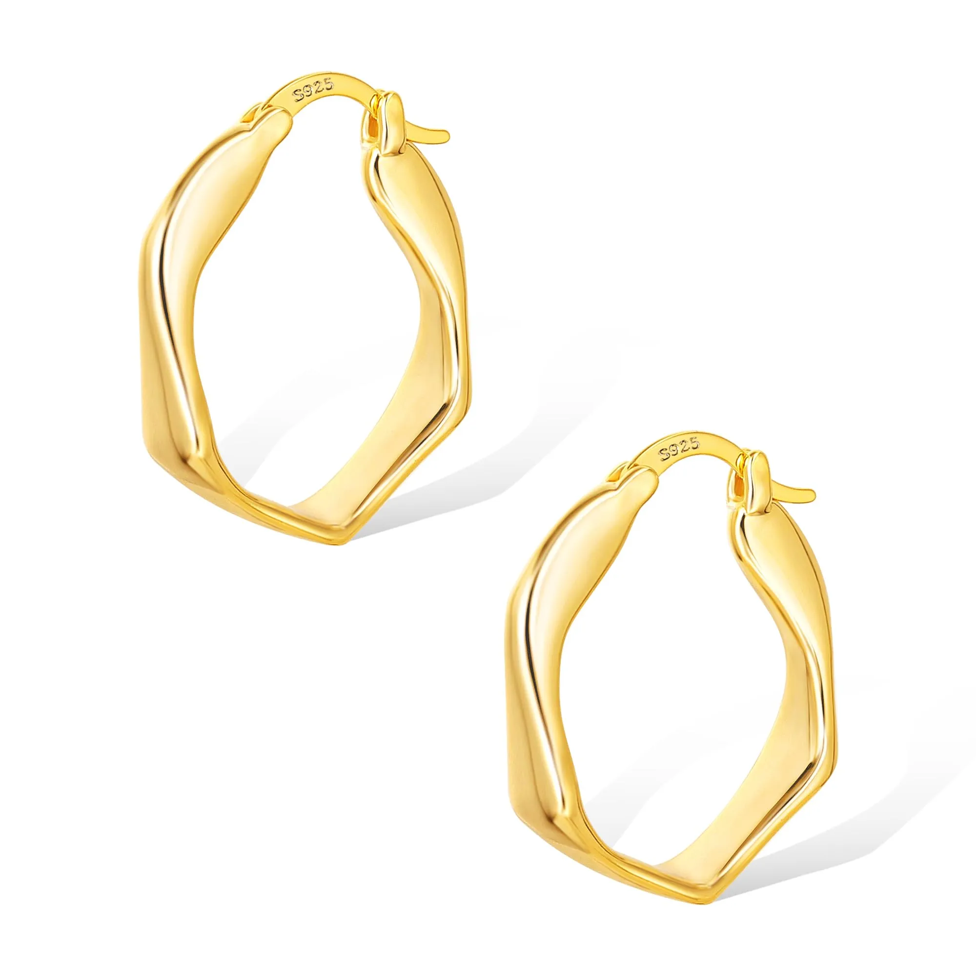 ALEXCRAFT Orecchini a Cerchio Intrecciati Geometrici in Oro 14K Placcato, 22 mm, E3180 - immagine 2