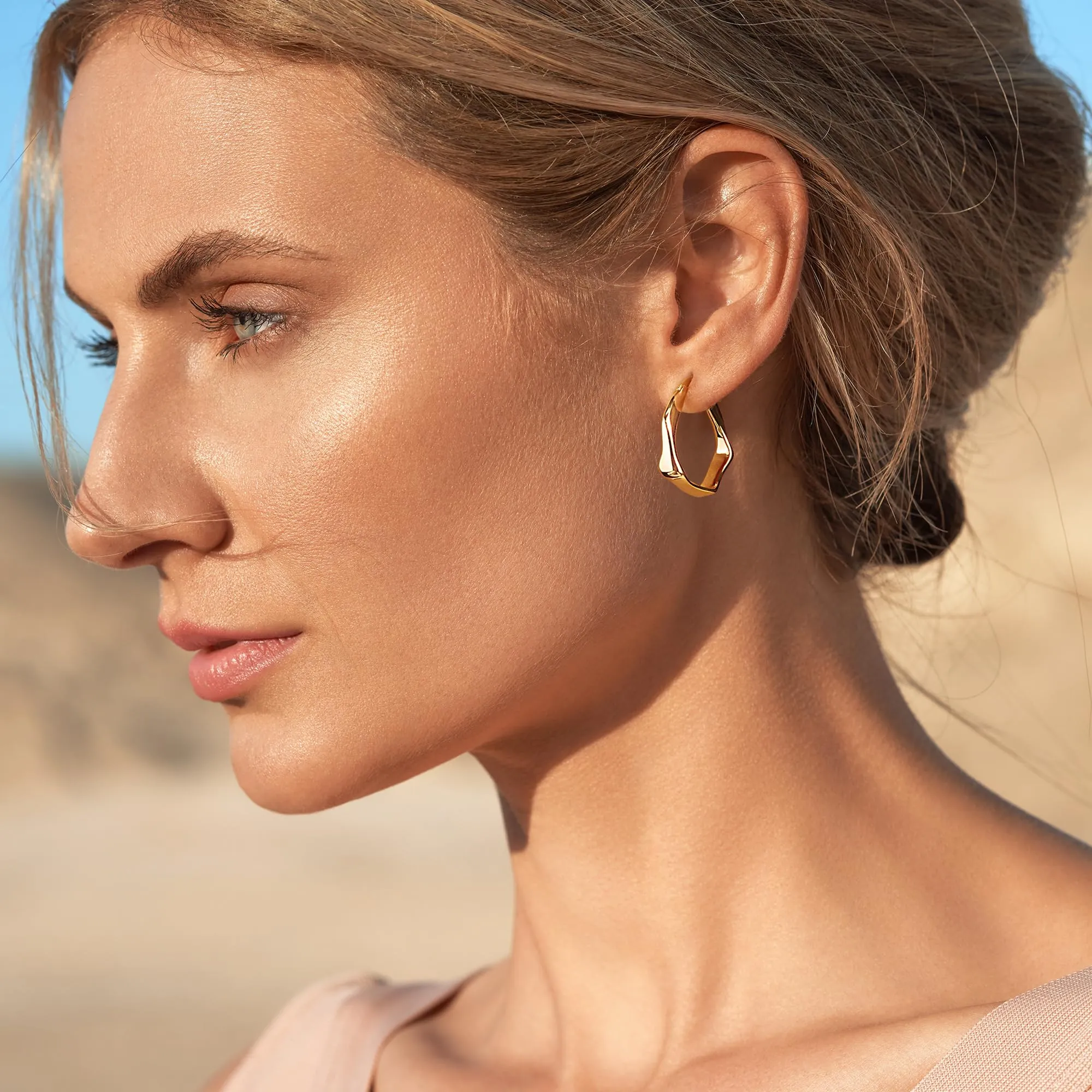 ALEXCRAFT Orecchini a Cerchio Intrecciati Geometrici in Oro 14K Placcato, 22 mm, E3180 - immagine 3