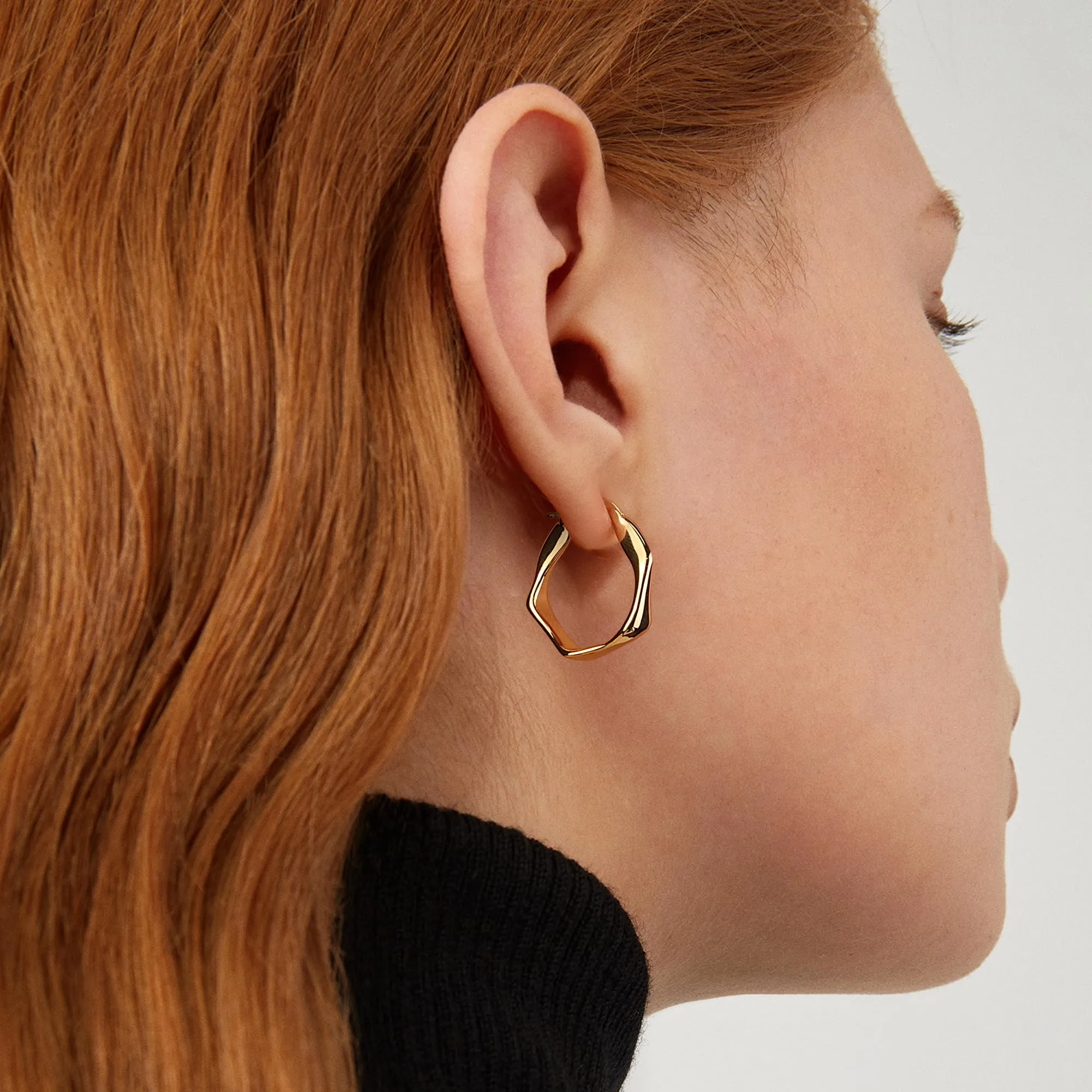 ALEXCRAFT Orecchini a Cerchio Intrecciati Geometrici in Oro 14K Placcato, 22 mm, E3180 - immagine 4