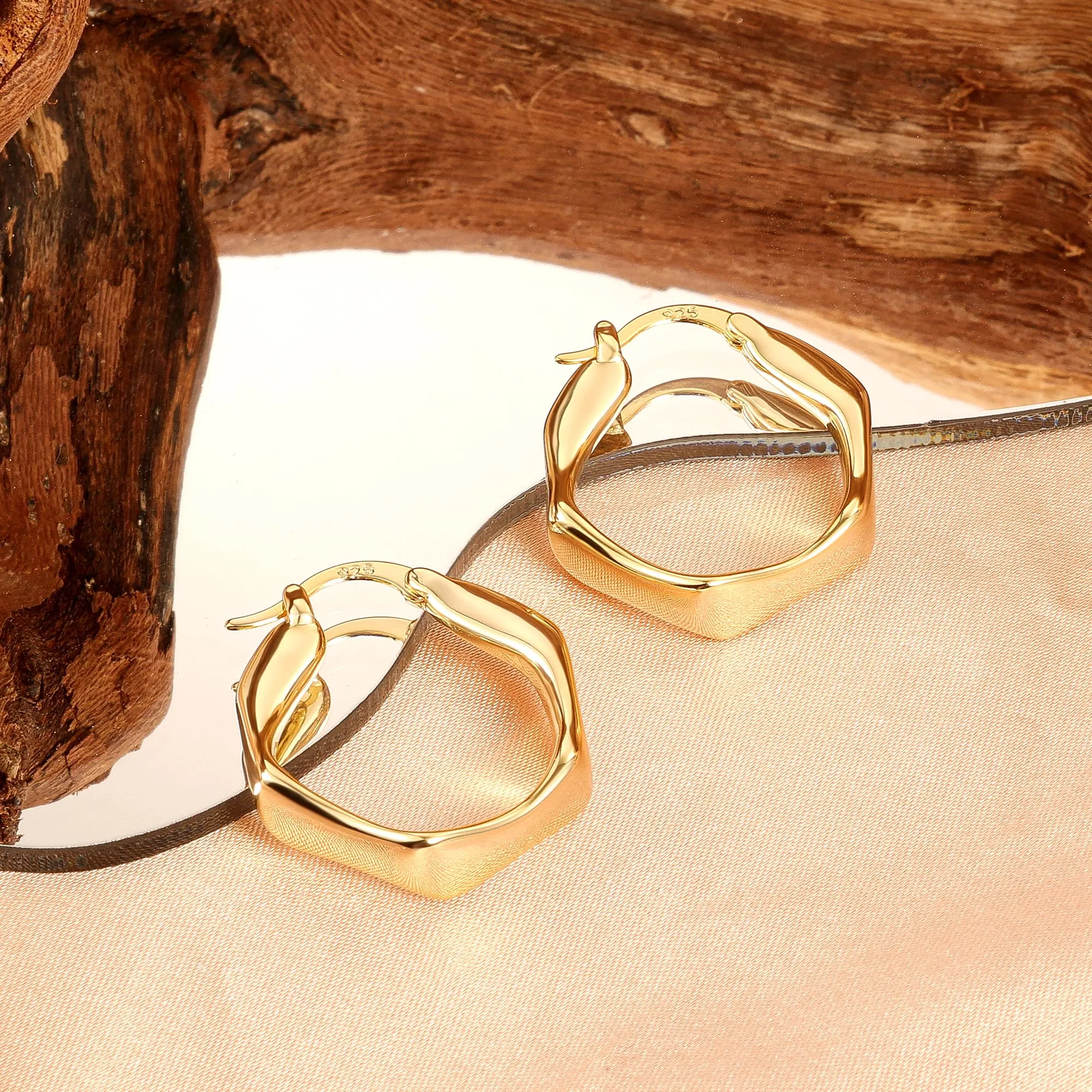 ALEXCRAFT Orecchini a Cerchio Intrecciati Geometrici in Oro 14K Placcato, 22 mm, E3180 - immagine 5